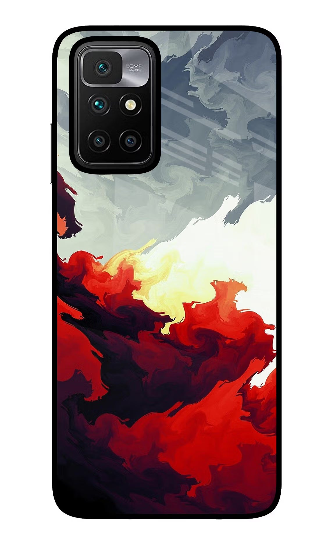 Fire Cloud Redmi 10 Prime Back Cover - Fire Cloud Redmi 10 Prime Glass Case Back Cover by Casekaro Fire Cloud Redmi 10 Prime Glass Case Back Cover by Casekaro