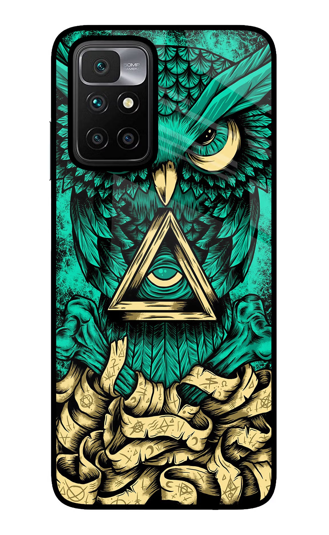 Green Owl Redmi 10 Prime Glass Case - Green Owl Redmi 10 Prime Glass Case Green Owl Redmi 10 Prime Glass Case