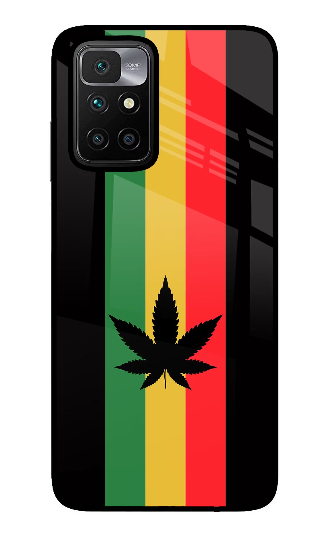 Weed Flag Redmi 10 Prime Back Cover - Weed Flag Redmi 10 Prime Glass Case Back Cover by Casekaro Weed Flag Redmi 10 Prime Glass Case Back Cover by Casekaro