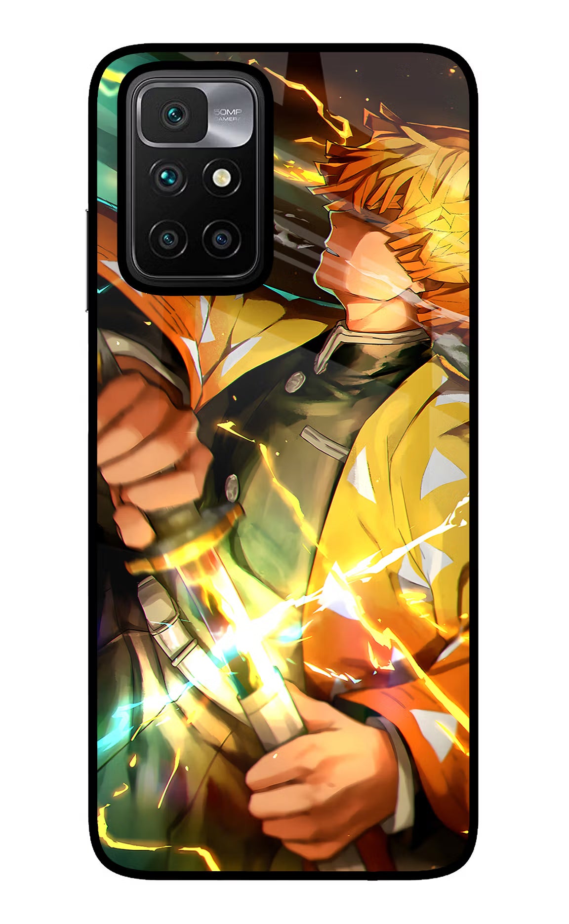 Demon Slayer Redmi 10 Prime Back Cover - Demon Slayer Redmi 10 Prime Glass Case Back Cover by Casekaro Demon Slayer Redmi 10 Prime Glass Case Back Cover by Casekaro