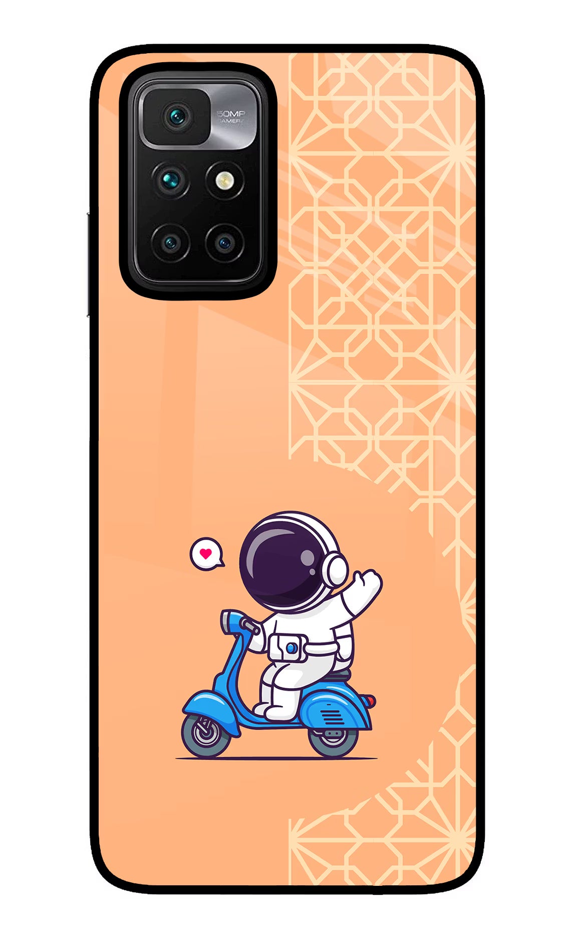 Cute Astronaut Riding Redmi 10 Prime Back Cover - Cute Astronaut Riding Redmi 10 Prime Glass Case Back Cover by Casekaro Cute Astronaut Riding Redmi 10 Prime Glass Case Back Cover by Casekaro