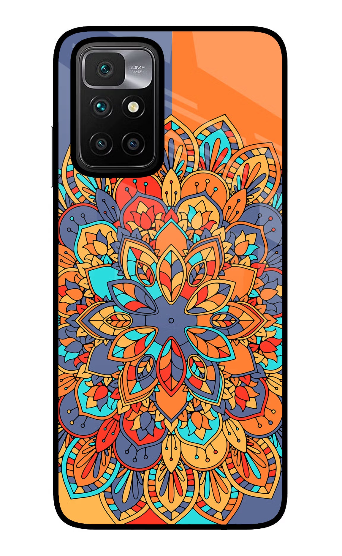 Color Mandala Redmi 10 Prime Back Cover - Color Mandala Redmi 10 Prime Glass Case Back Cover by Casekaro Color Mandala Redmi 10 Prime Glass Case Back Cover by Casekaro