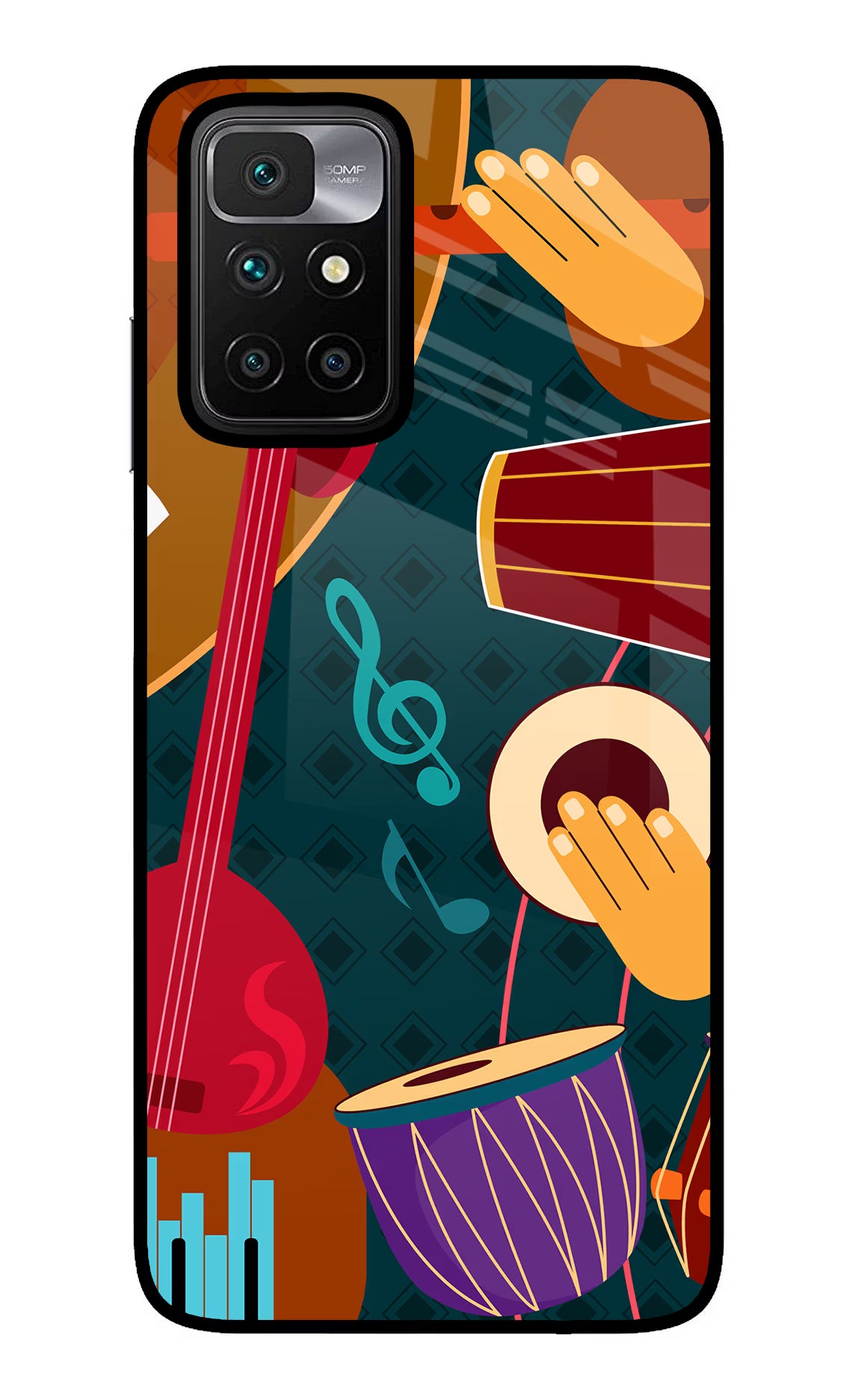 Music Instrument Redmi 10 Prime Back Cover - Music Instrument Redmi 10 Prime Glass Case Back Cover by Casekaro Music Instrument Redmi 10 Prime Glass Case Back Cover by Casekaro