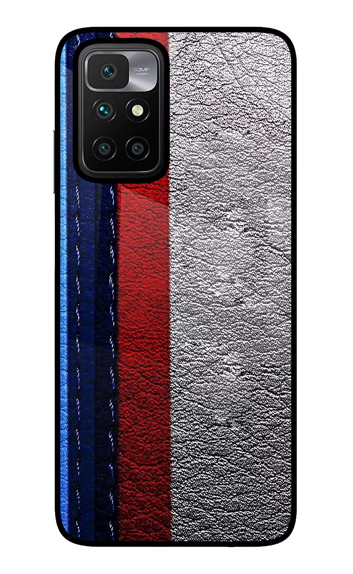 BMW Stripes Redmi 10 Prime Back Cover - BMW Stripes Redmi 10 Prime Glass Case Back Cover by Casekaro BMW Stripes Redmi 10 Prime Glass Case Back Cover by Casekaro