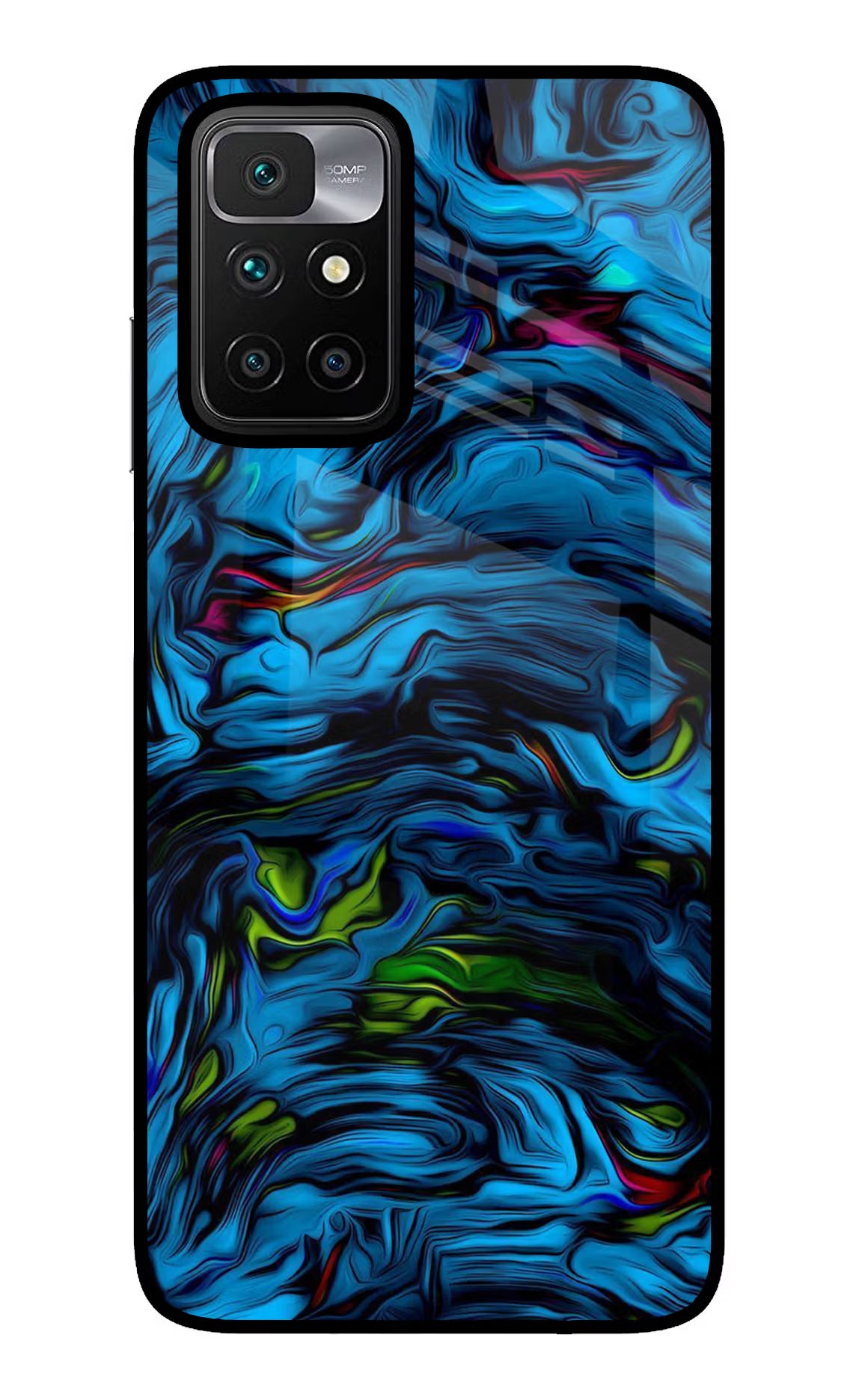 Dark Blue Abstract Redmi 10 Prime Back Cover - Dark Blue Abstract Redmi 10 Prime Glass Case Back Cover by Casekaro Dark Blue Abstract Redmi 10 Prime Glass Case Back Cover by Casekaro