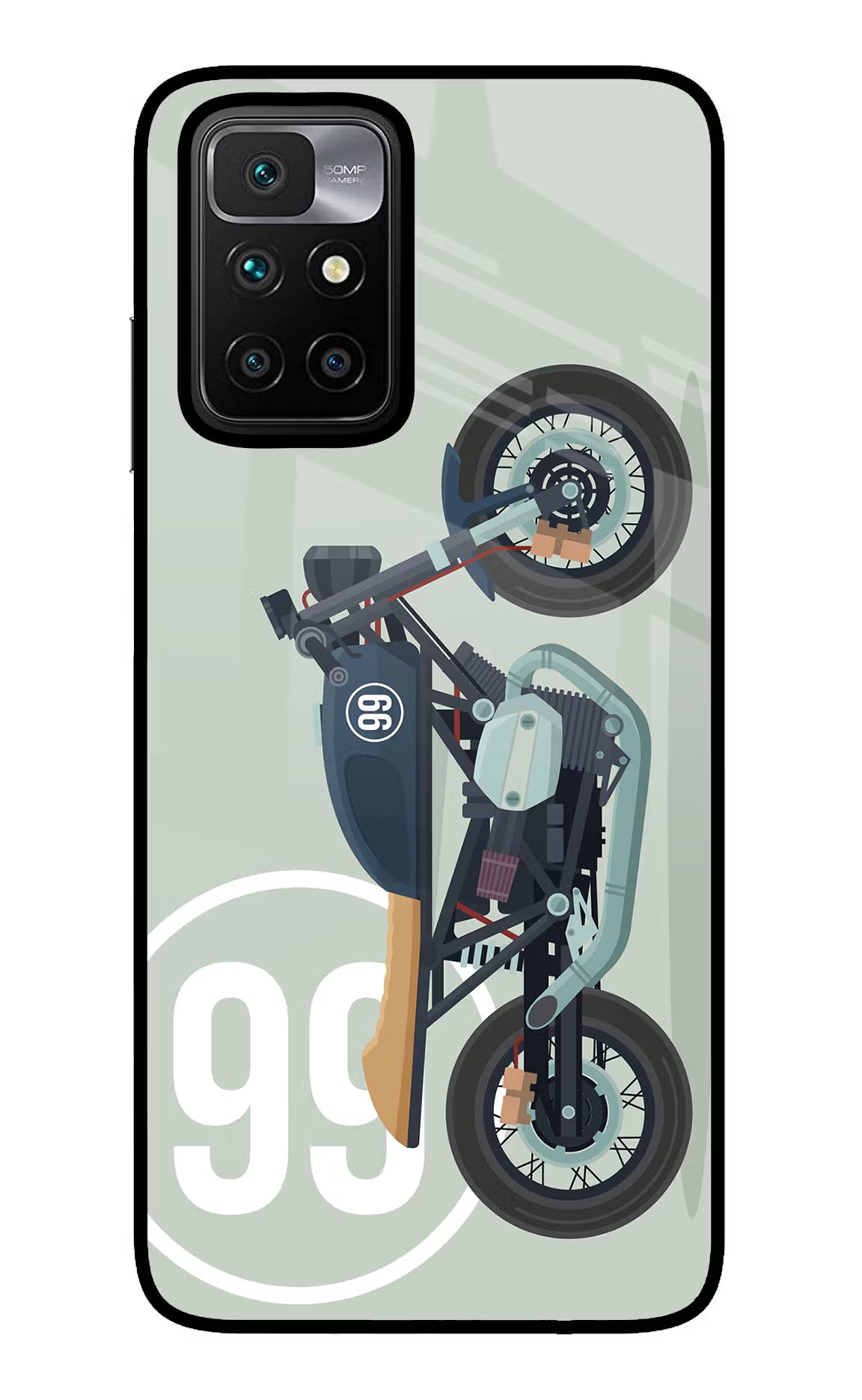 Classic Cafe Racer 99 Redmi 10 Prime Back Cover - Classic Cafe Racer 99 Redmi 10 Prime Glass Case Back Cover by Casekaro Classic Cafe Racer 99 Redmi 10 Prime Glass Case Back Cover by Casekaro