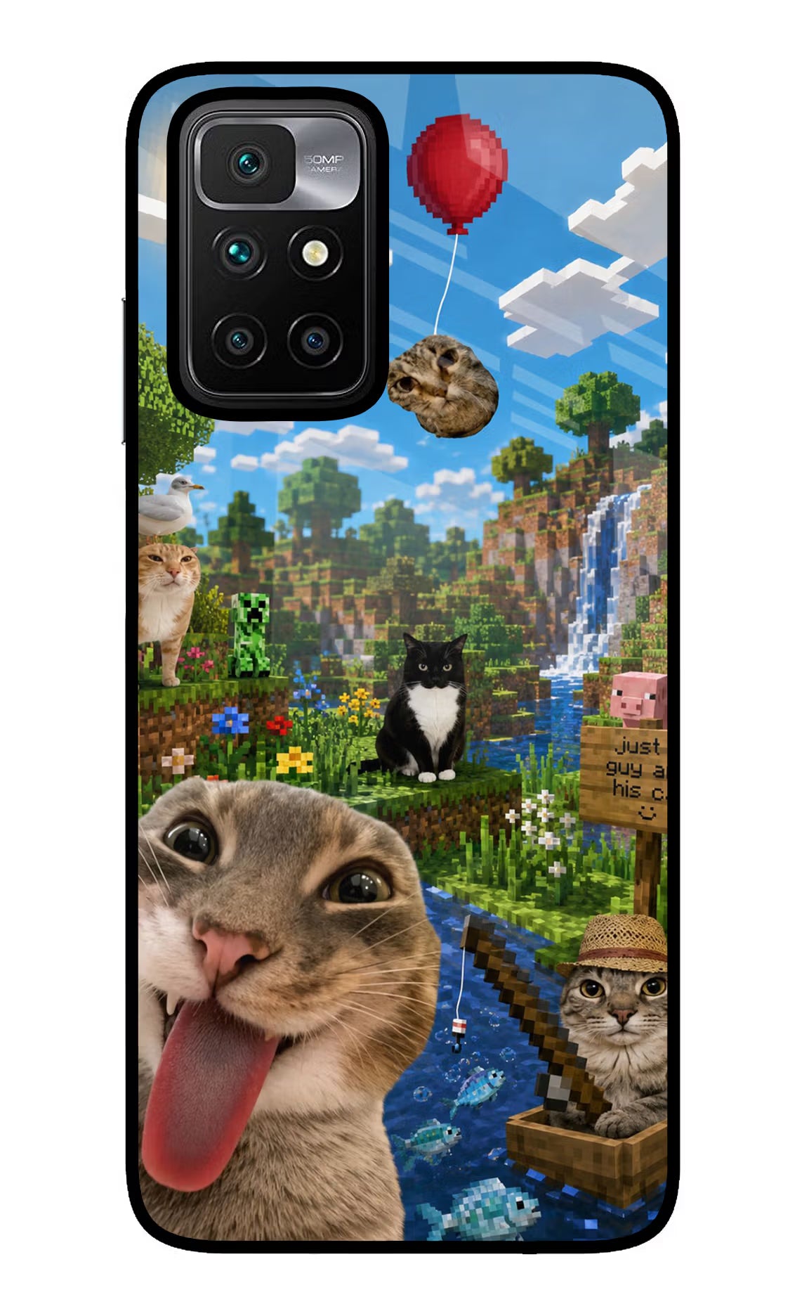 Minecraft Cat Chaos Redmi 10 Prime Glass Case - Minecraft Cat Chaos Redmi 10 Prime Glass Case Minecraft Cat Chaos Redmi 10 Prime Glass Case