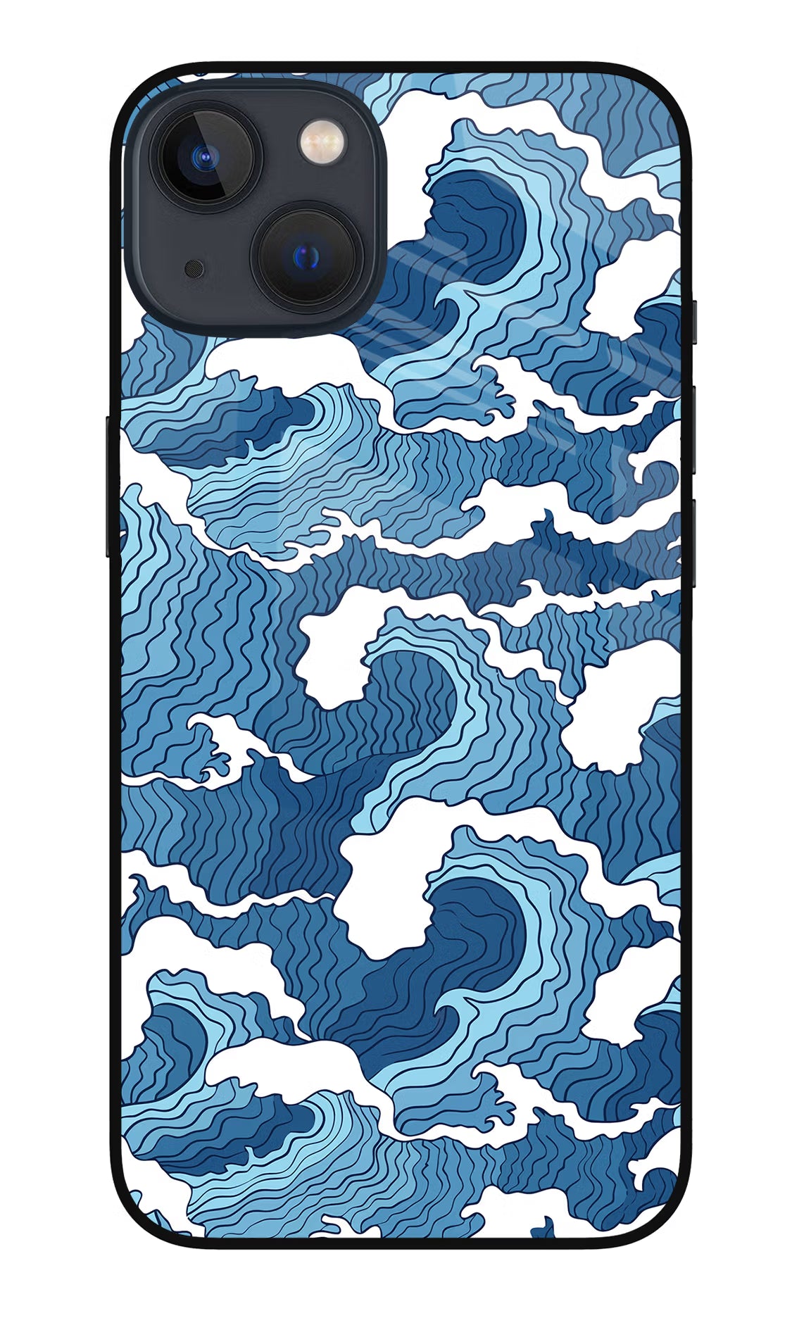 Blue Waves iPhone 13 Glass Case - Blue Waves iPhone 13 Glass Case Blue Waves iPhone 13 Glass Case