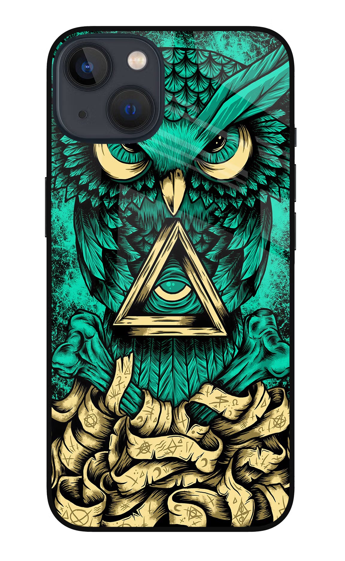 Green Owl iPhone 13 Glass Case - Green Owl iPhone 13 Glass Case Green Owl iPhone 13 Glass Case