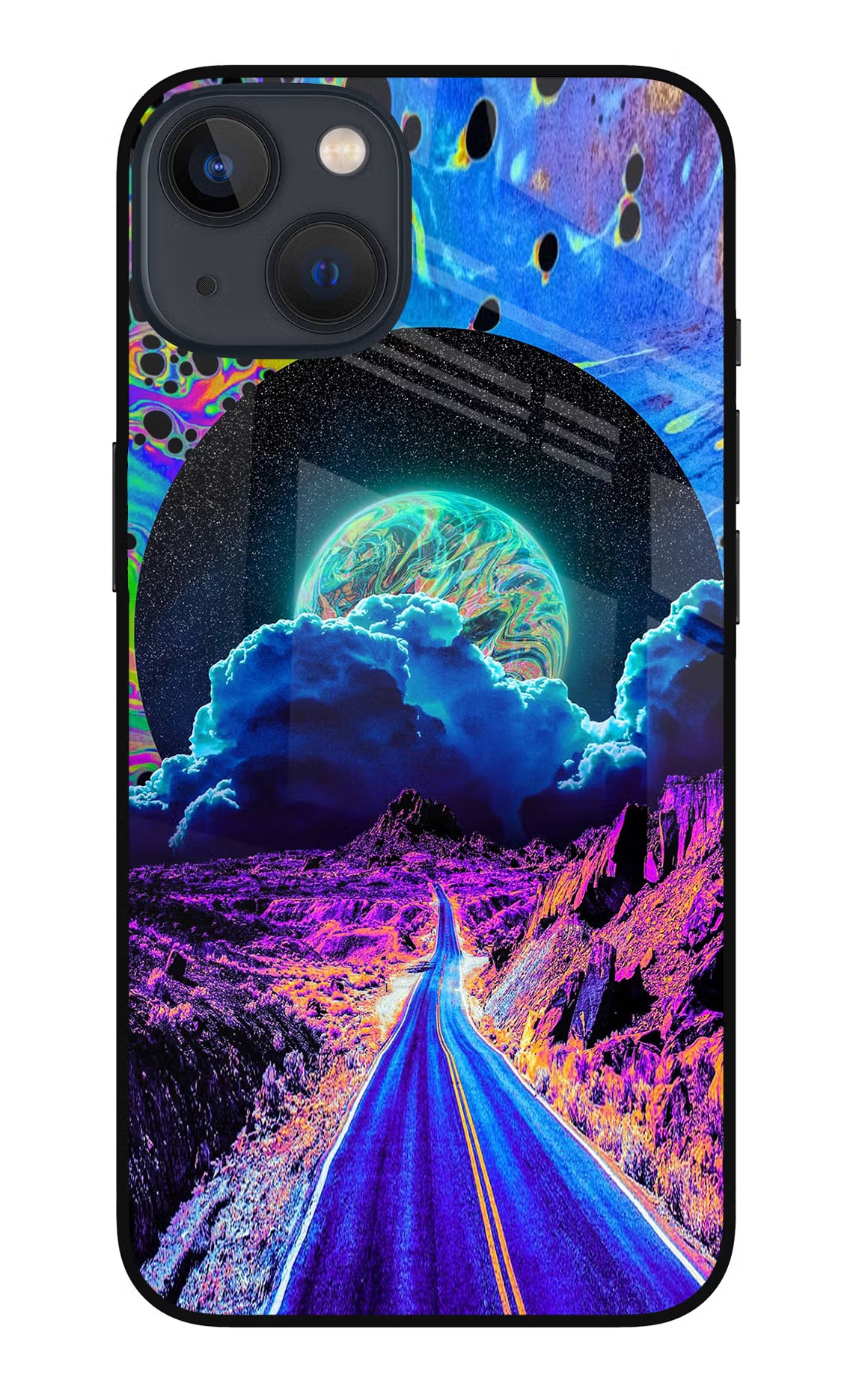 Psychedelic Painting iPhone 13 Glass Case - Psychedelic Painting iPhone 13 Glass Case Psychedelic Painting iPhone 13 Glass Case