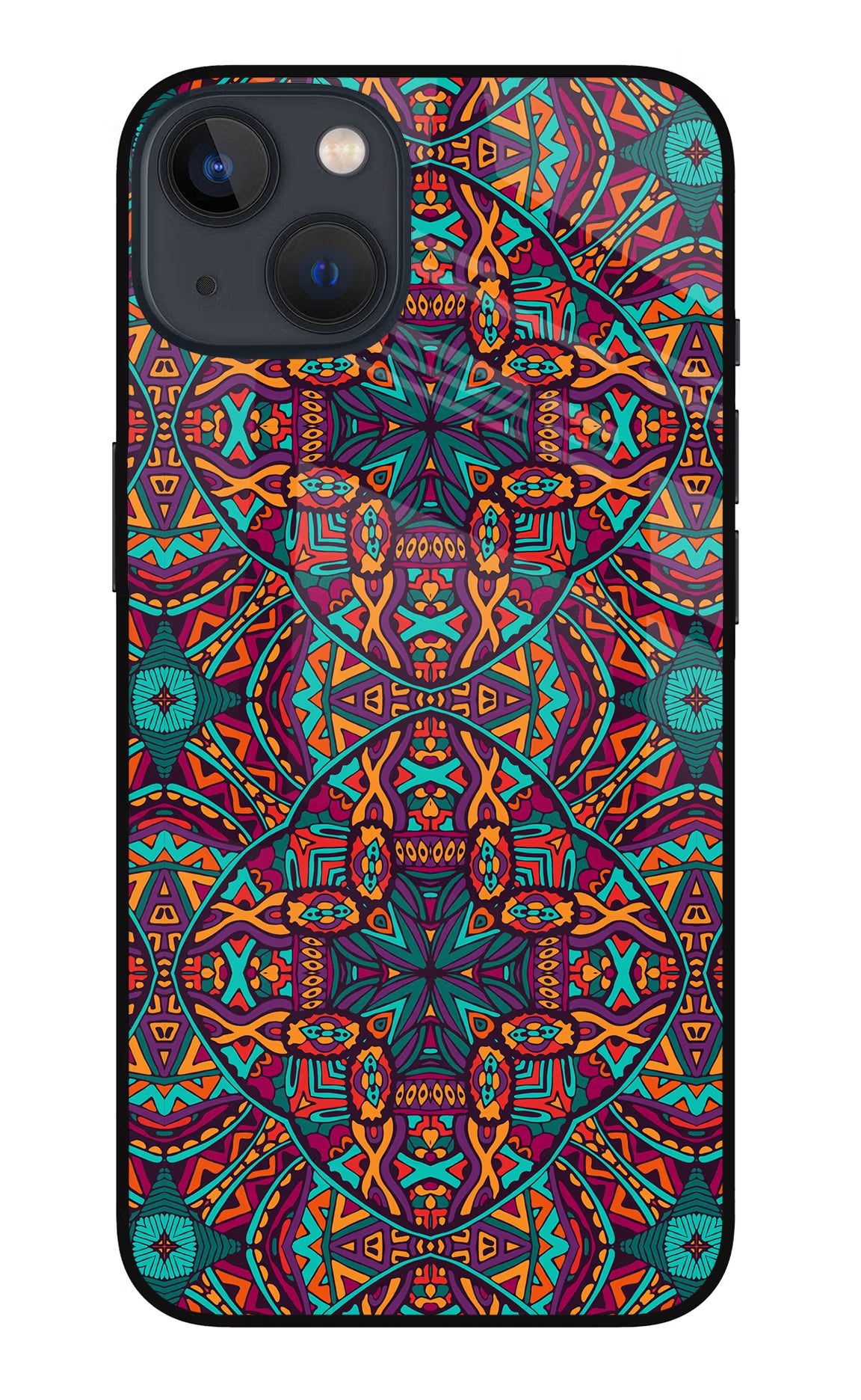 Colour Mandala iPhone 13 Glass Case - Colour Mandala iPhone 13 Glass Case Colour Mandala iPhone 13 Glass Case