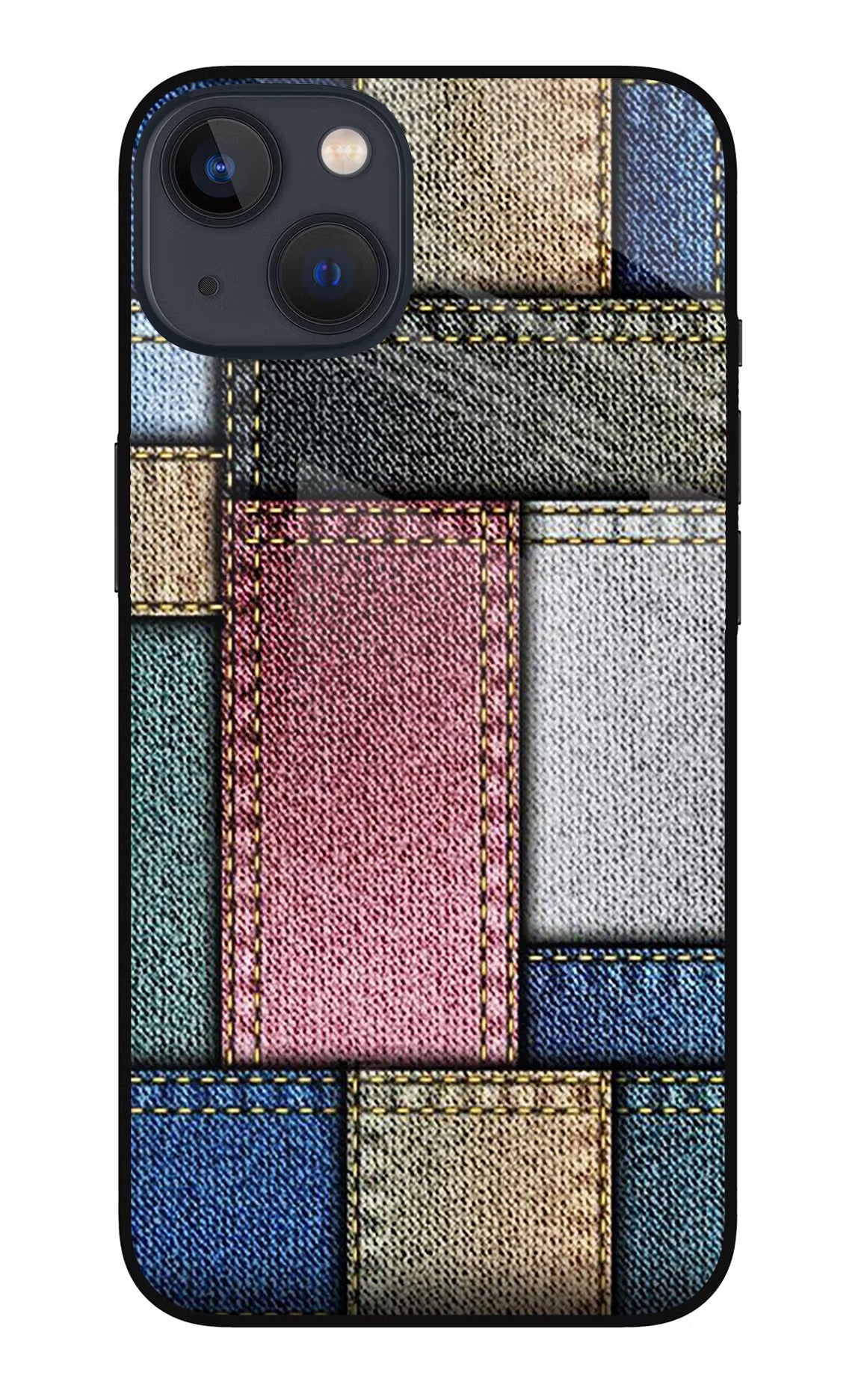 Multicolor Jeans iPhone 13 Mini Glass Case - Multicolor Jeans iPhone 13 Mini Glass Case Multicolor Jeans iPhone 13 Mini Glass Case
