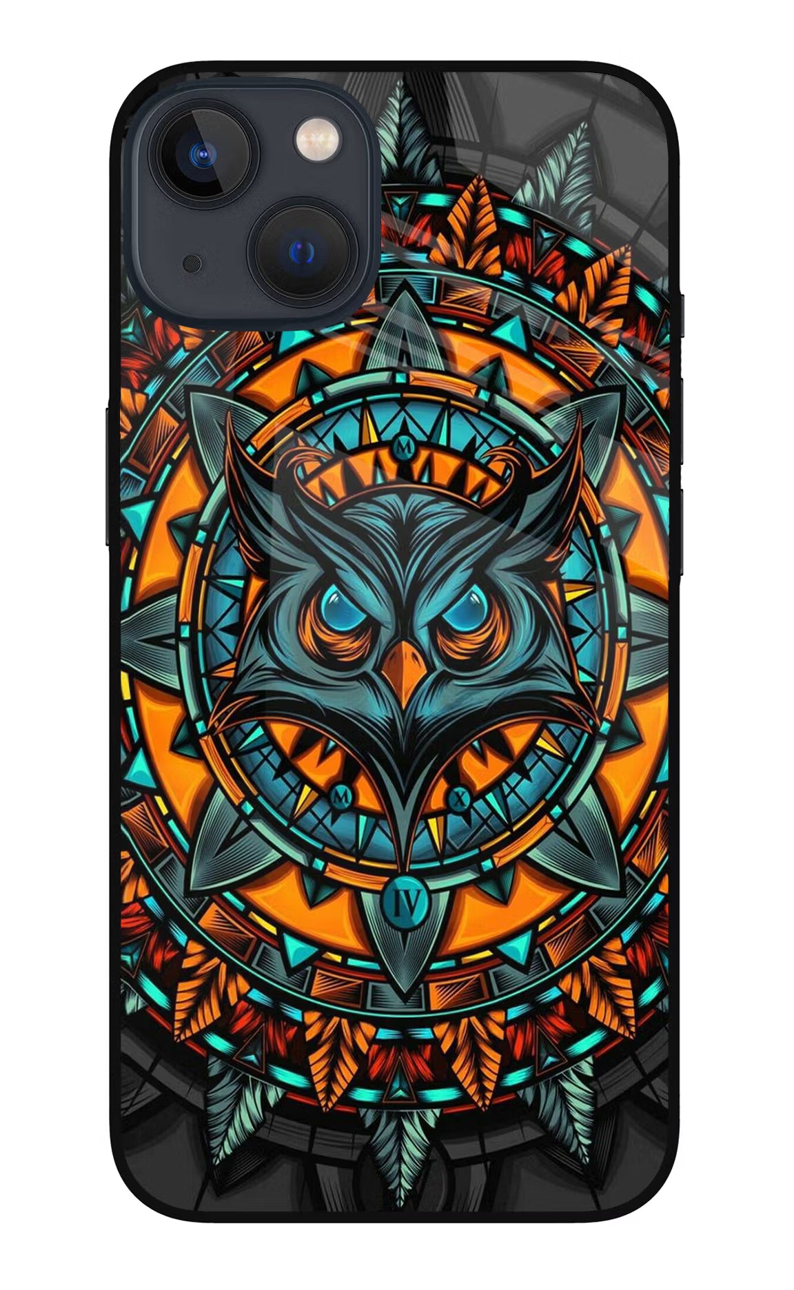 Angry Owl Art iPhone 13 Mini Glass Case - Angry Owl Art iPhone 13 Mini Glass Case Angry Owl Art iPhone 13 Mini Glass Case