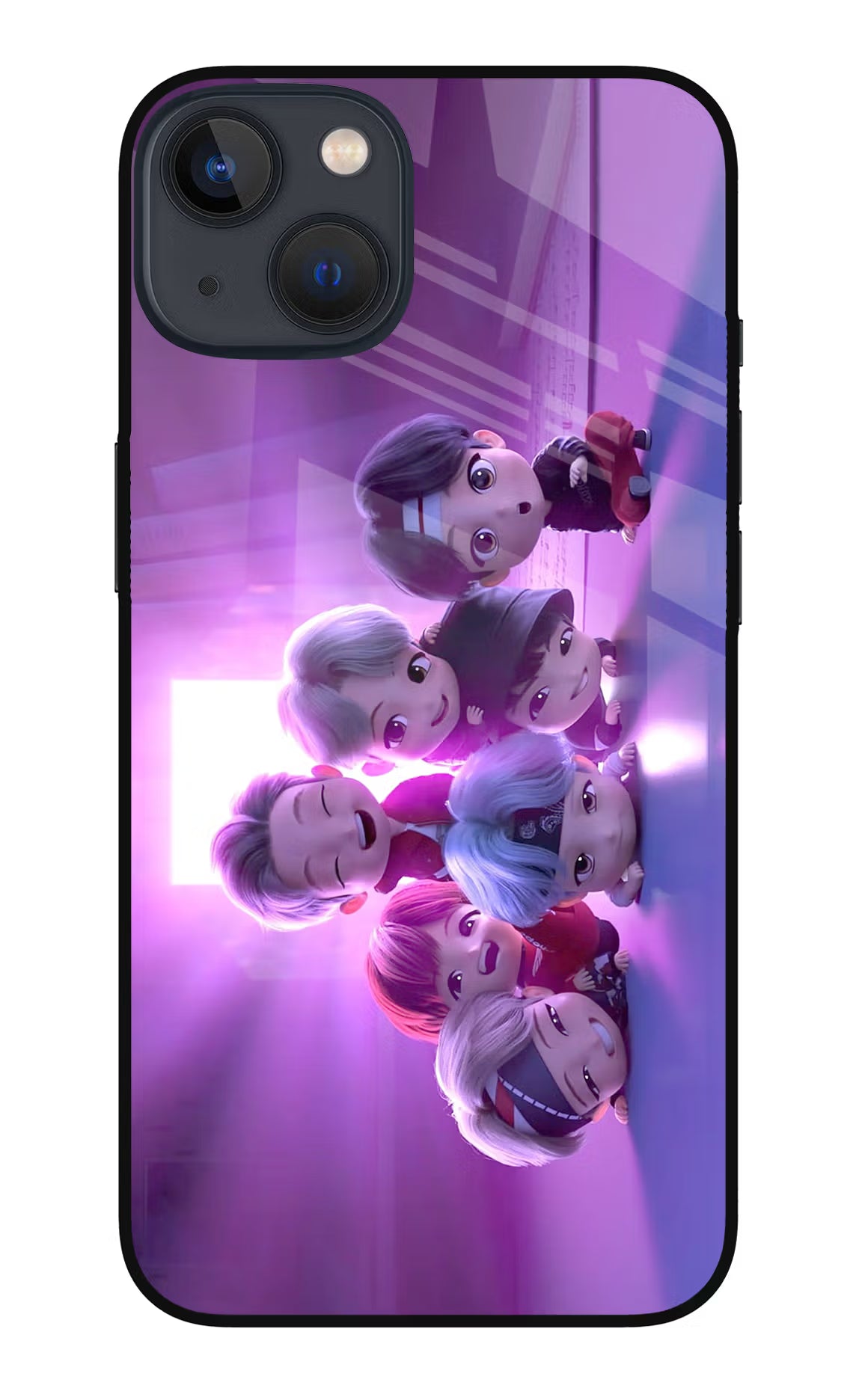 BTS Chibi iPhone 13 Mini Glass Case - BTS Chibi iPhone 13 Mini Glass Case BTS Chibi iPhone 13 Mini Glass Case