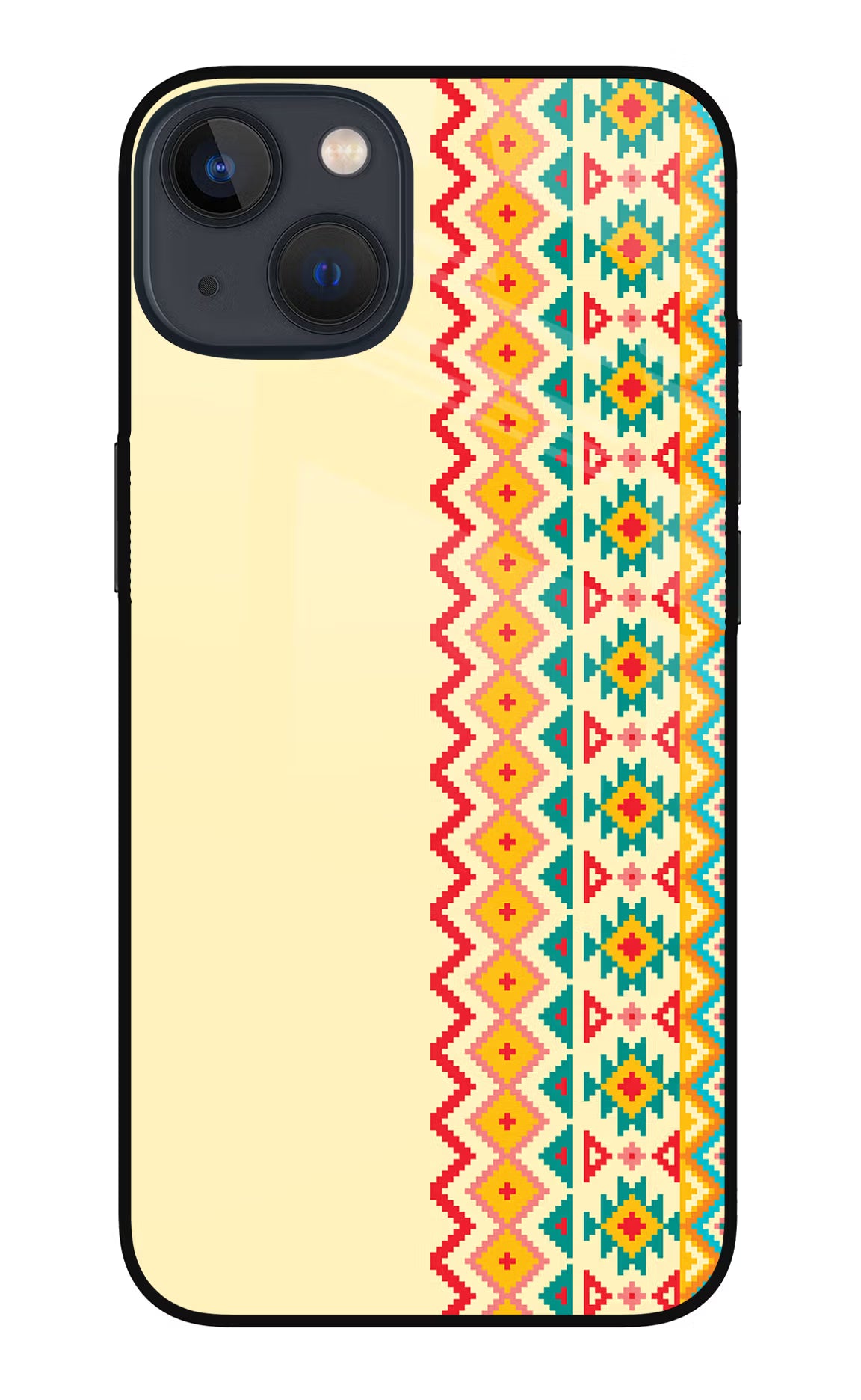 Ethnic Seamless iPhone 13 Mini Glass Case - Ethnic Seamless iPhone 13 Mini Glass Case Ethnic Seamless iPhone 13 Mini Glass Case