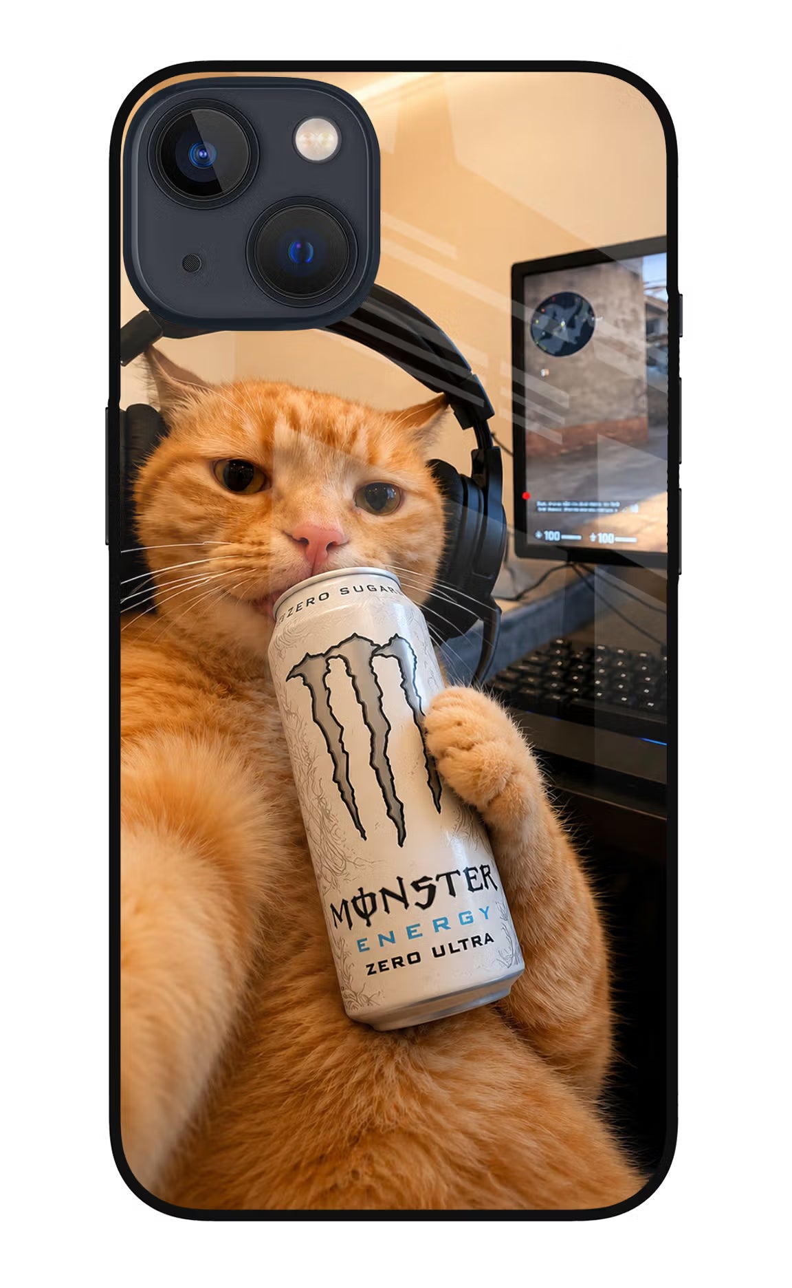 Gamer Cat Energy iPhone 13 Mini Glass Case - Gamer Cat Energy iPhone 13 Mini Glass Case Gamer Cat Energy iPhone 13 Mini Glass Case