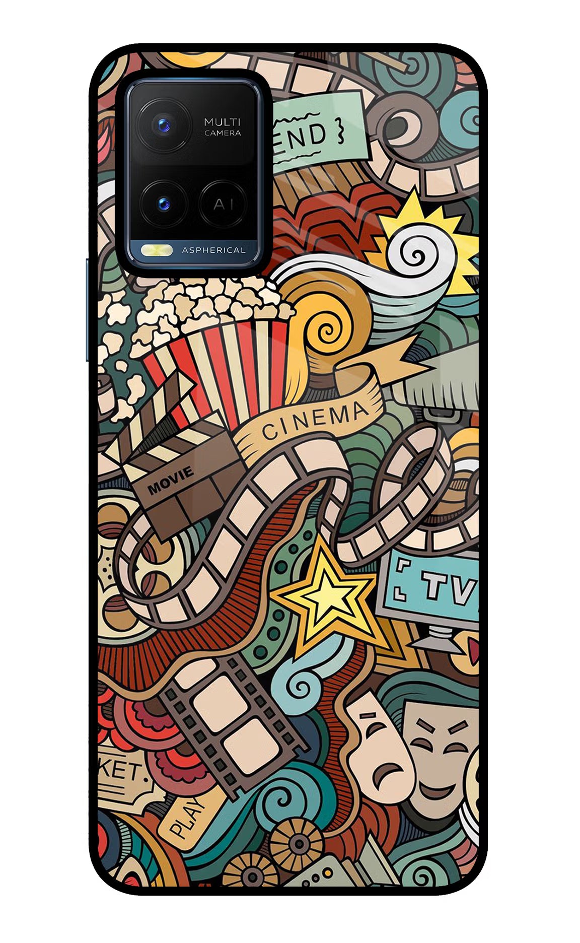 Cinema Abstract Vivo Y21/Y21s/Y33s Glass Case - Cinema Abstract Vivo Y21/Y21s/Y33s Glass Case Cinema Abstract Vivo Y21/Y21s/Y33s Glass Case