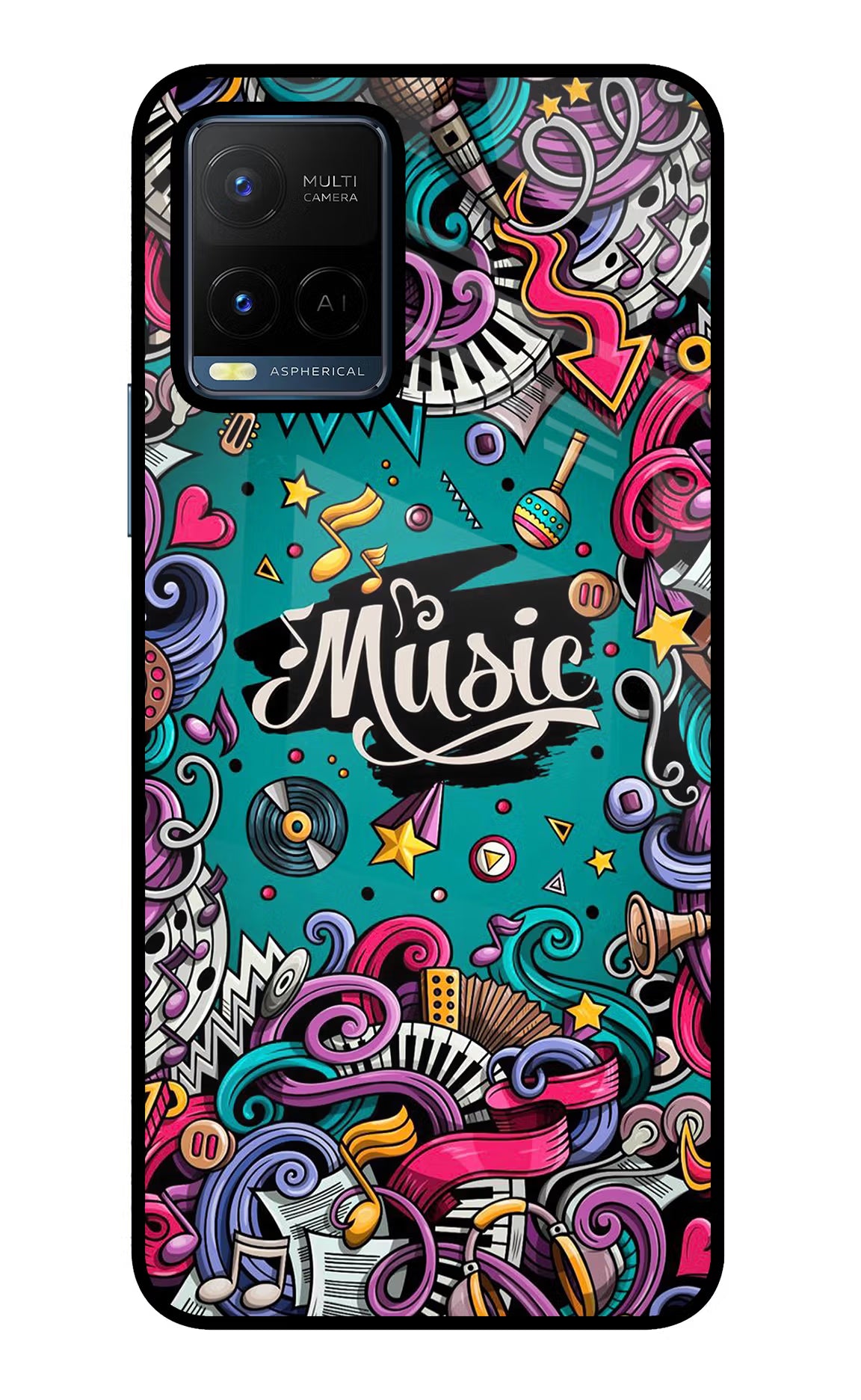 Music Graffiti Vivo Y21/Y21s/Y33s Glass Case - Music Graffiti Vivo Y21/Y21s/Y33s Glass Case Music Graffiti Vivo Y21/Y21s/Y33s Glass Case