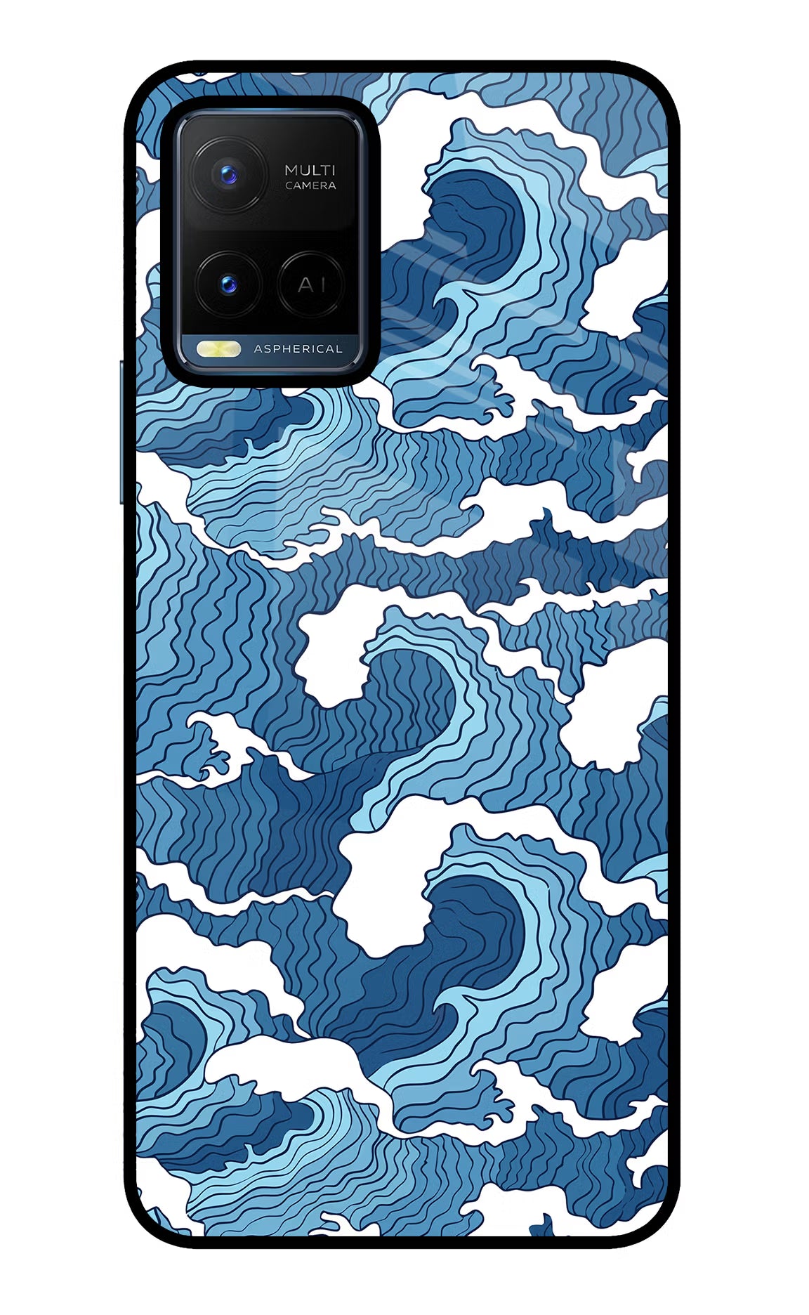 Blue Waves Vivo Y21/Y21s/Y33s Glass Case - Blue Waves Vivo Y21/Y21s/Y33s Glass Case Blue Waves Vivo Y21/Y21s/Y33s Glass Case