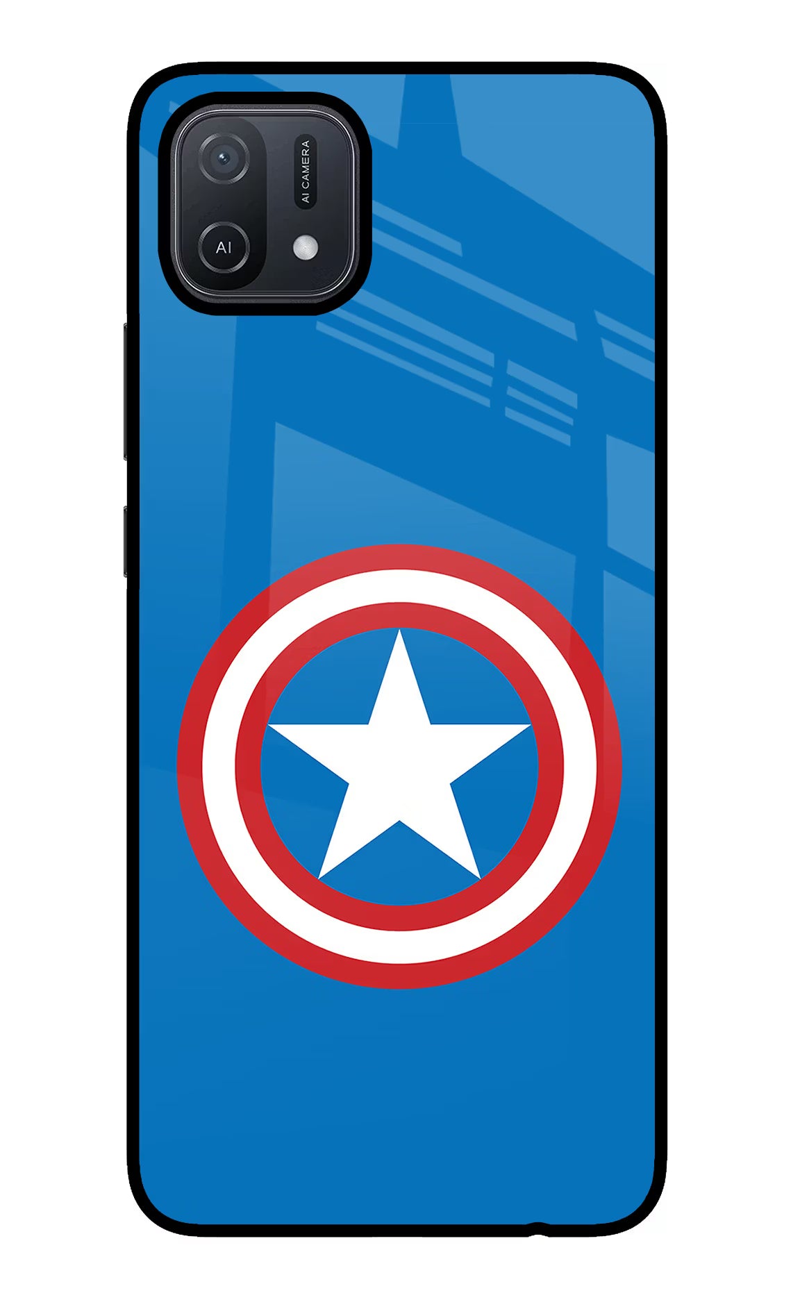 Captain America Logo Oppo A16 Back Cover - Captain America Logo Oppo A16 Glass Case Back Cover by Casekaro Captain America Logo Oppo A16 Glass Case Back Cover by Casekaro