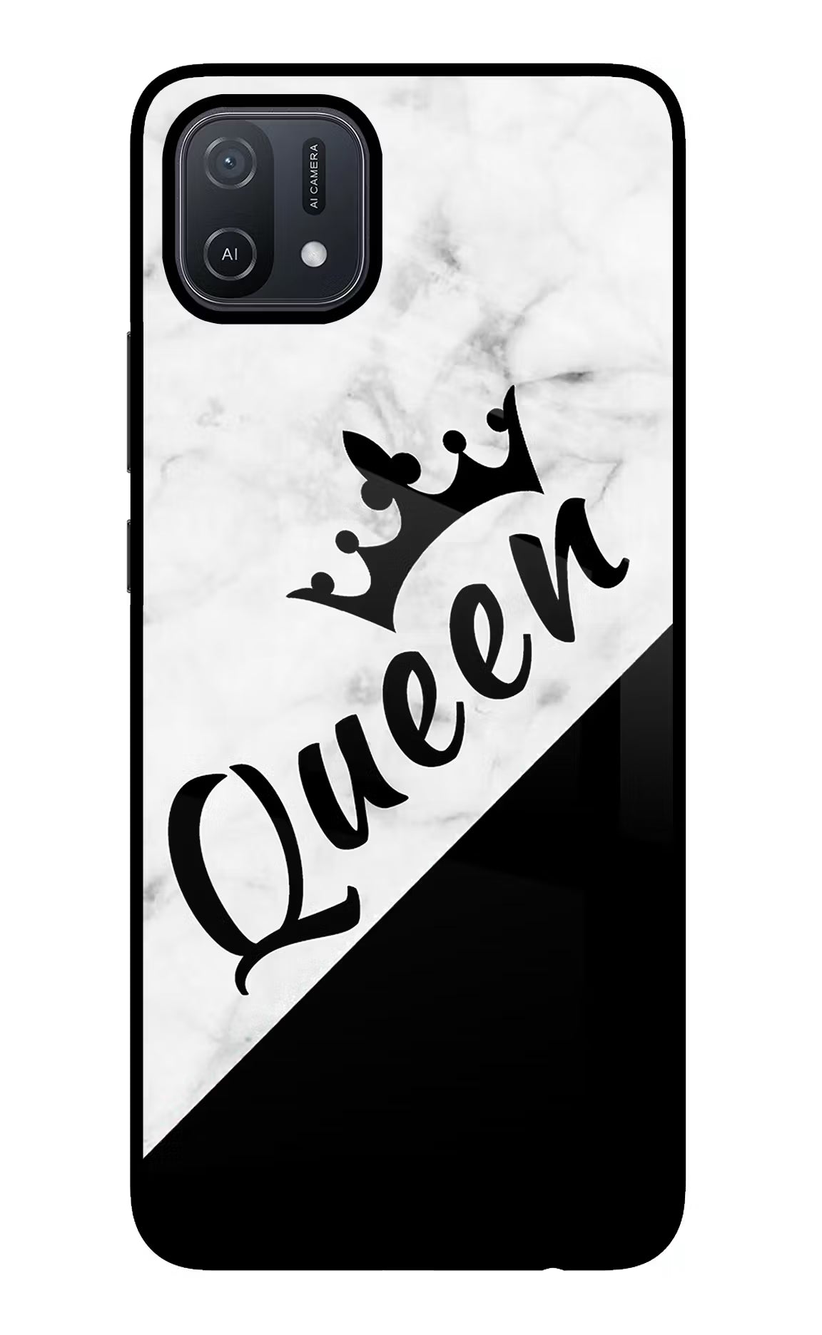 Queen Oppo A16 Back Cover - Queen Oppo A16 Glass Case Back Cover by Casekaro Queen Oppo A16 Glass Case Back Cover by Casekaro