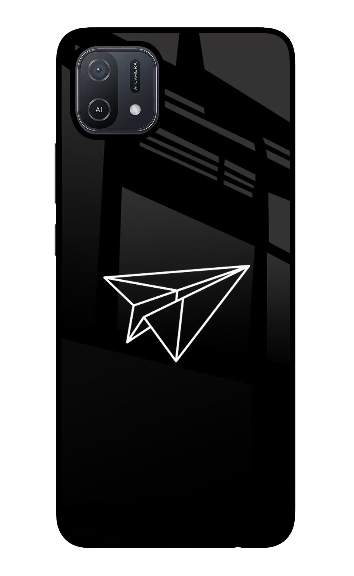 Paper Plane White Oppo A16 Back Cover - Paper Plane White Oppo A16 Glass Case Back Cover by Casekaro Paper Plane White Oppo A16 Glass Case Back Cover by Casekaro