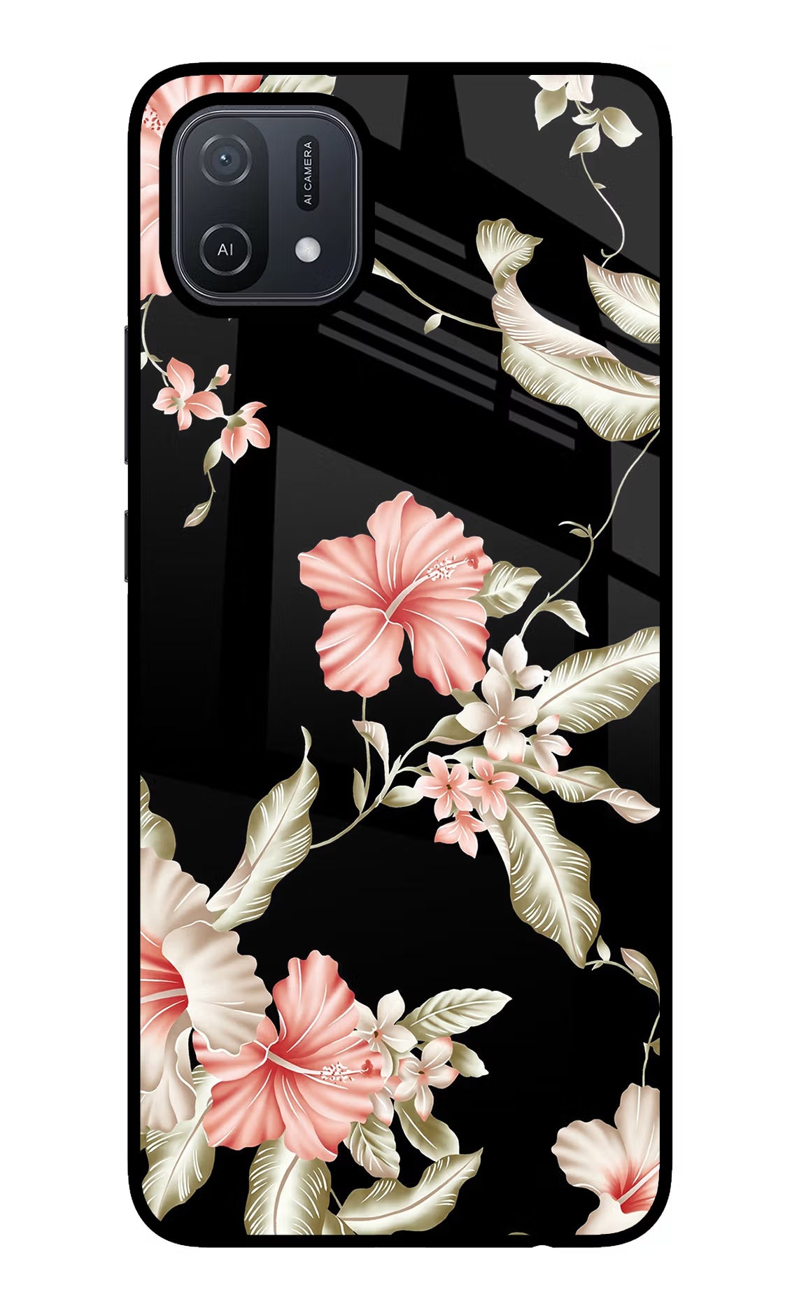 Flowers Oppo A16 Back Cover - Flowers Oppo A16 Glass Case Back Cover by Casekaro Flowers Oppo A16 Glass Case Back Cover by Casekaro