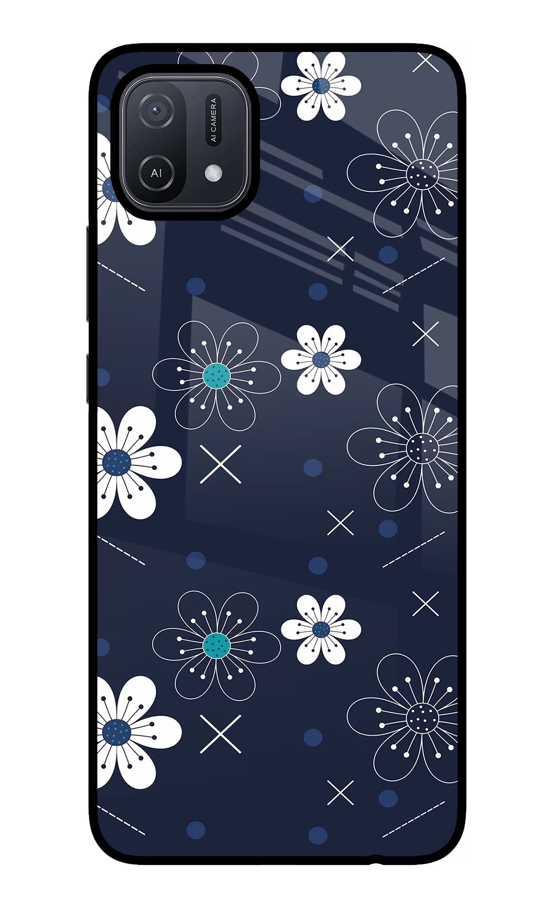 Flowers Oppo A16 Back Cover - Flowers Oppo A16 Glass Case Back Cover by Casekaro Flowers Oppo A16 Glass Case Back Cover by Casekaro