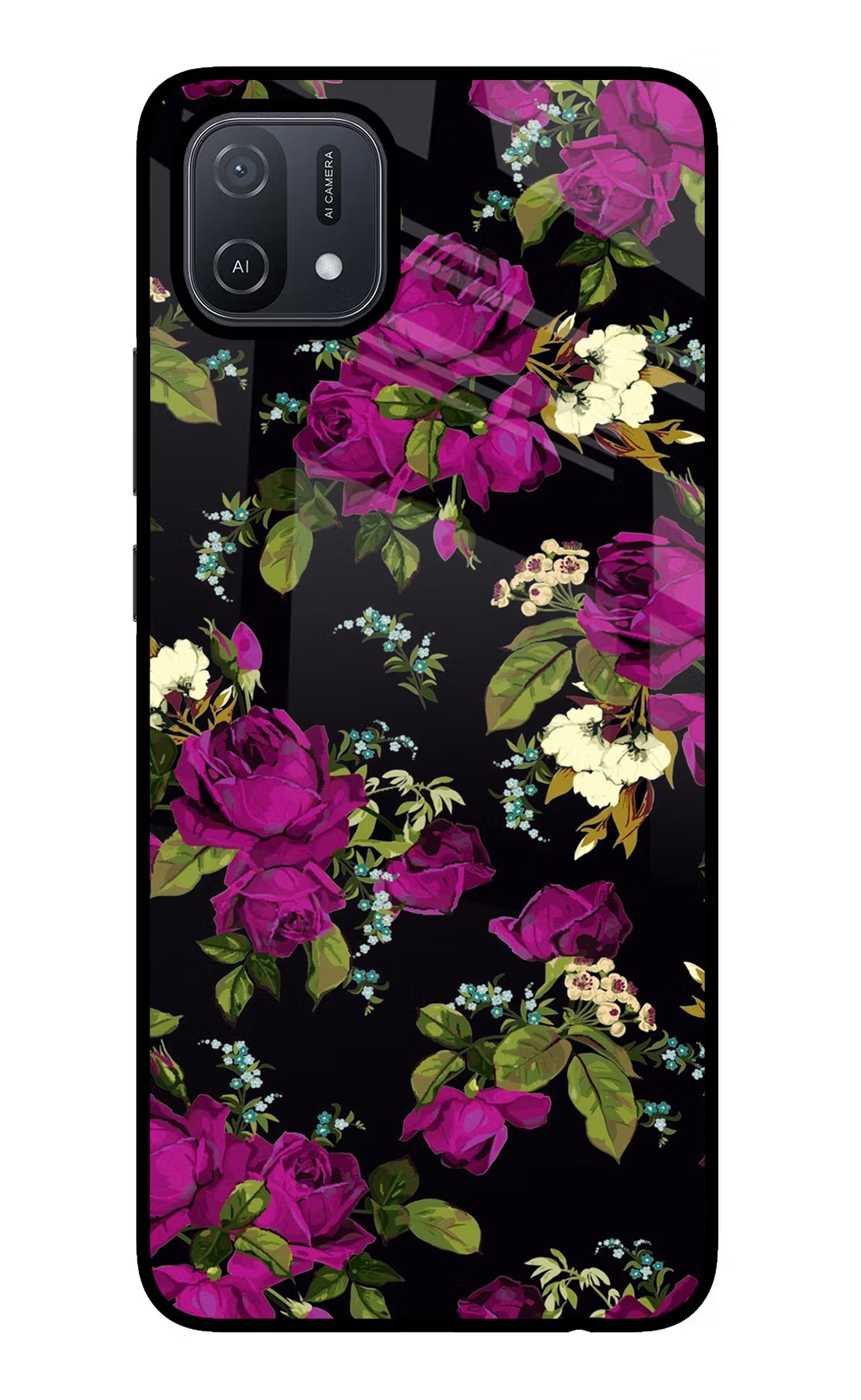 Flowers Oppo A16 Back Cover - Flowers Oppo A16 Glass Case Back Cover by Casekaro Flowers Oppo A16 Glass Case Back Cover by Casekaro