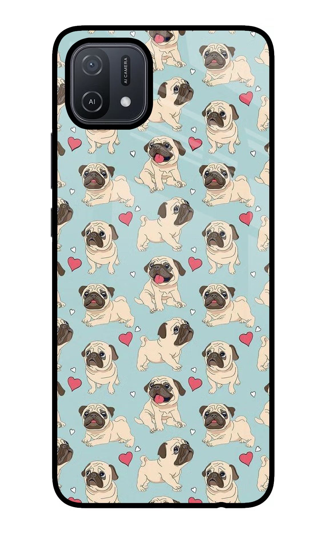 Pug Dog Oppo A16 Back Cover - Pug Dog Oppo A16 Glass Case Back Cover by Casekaro Pug Dog Oppo A16 Glass Case Back Cover by Casekaro