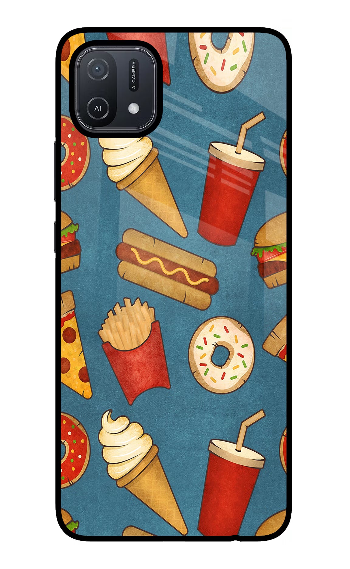 Foodie Oppo A16 Back Cover - Foodie Oppo A16 Glass Case Back Cover by Casekaro Foodie Oppo A16 Glass Case Back Cover by Casekaro