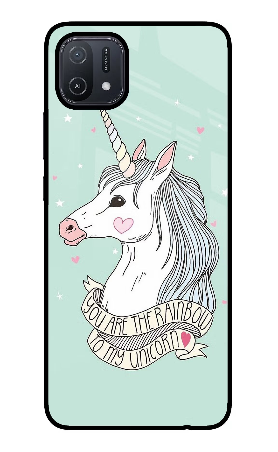 Unicorn Wallpaper Oppo A16 Back Cover - Unicorn Wallpaper Oppo A16 Glass Case Back Cover by Casekaro Unicorn Wallpaper Oppo A16 Glass Case Back Cover by Casekaro
