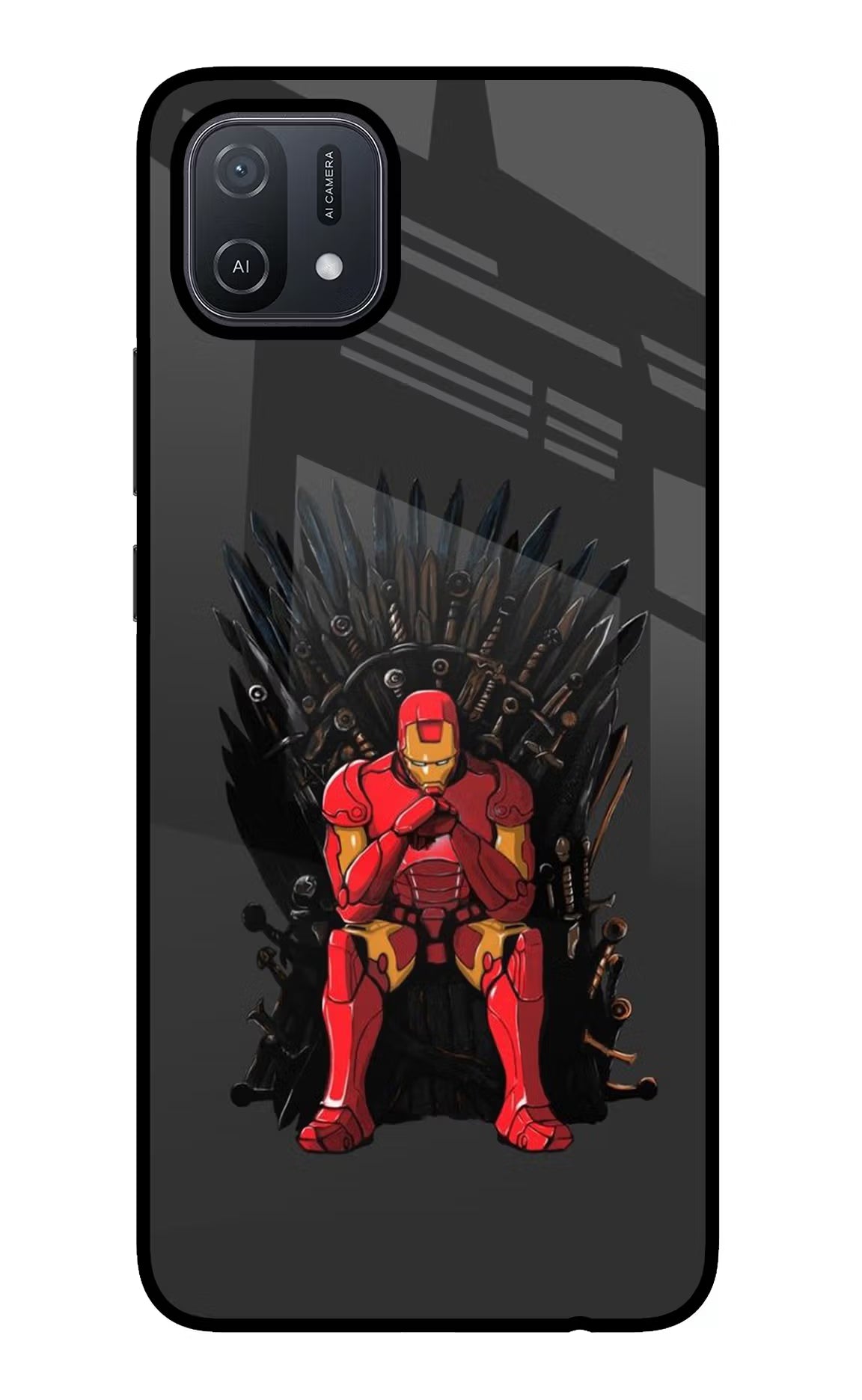 Ironman Throne Oppo A16 Glass Case - Ironman Throne Oppo A16 Glass Case Ironman Throne Oppo A16 Glass Case