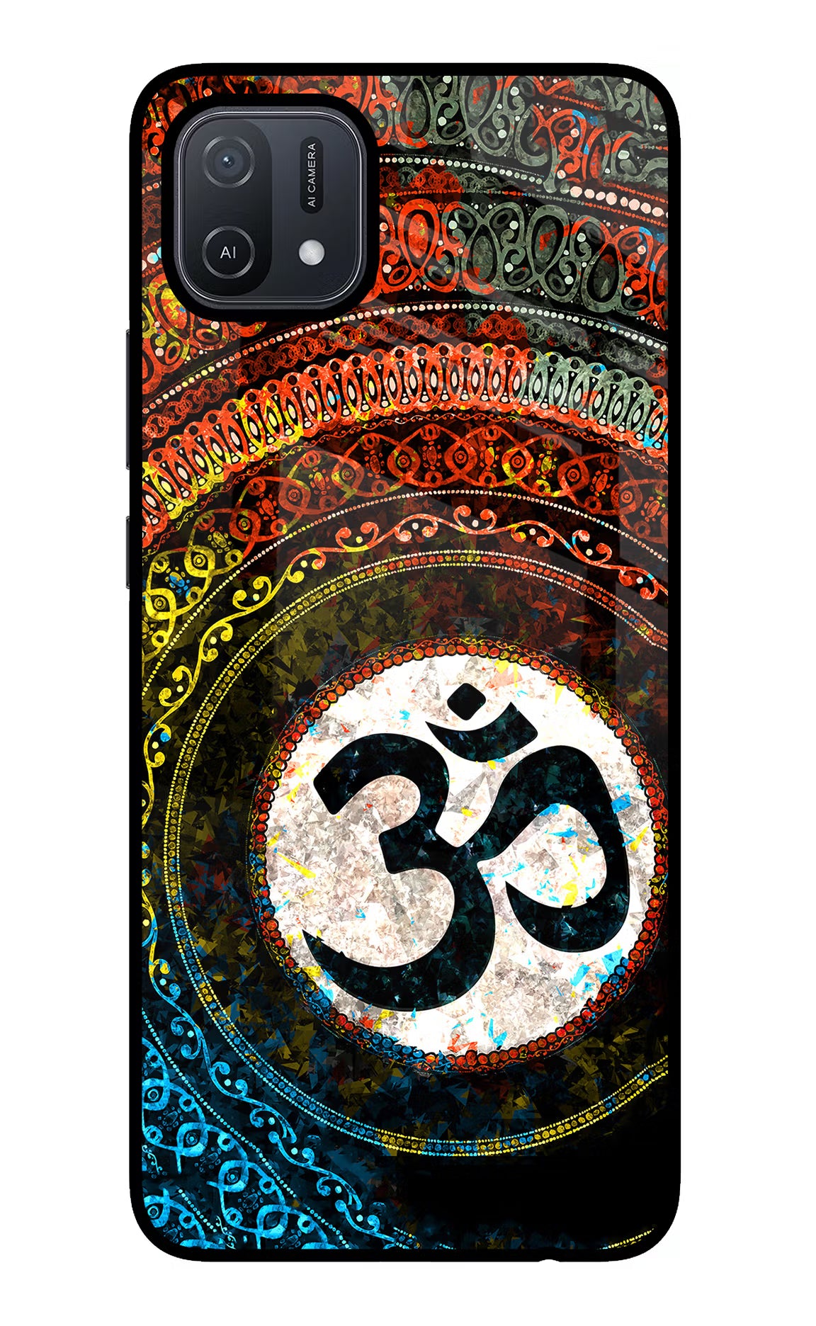 Om Cultural Oppo A16 Back Cover - Om Cultural Oppo A16 Glass Case Back Cover by Casekaro Om Cultural Oppo A16 Glass Case Back Cover by Casekaro