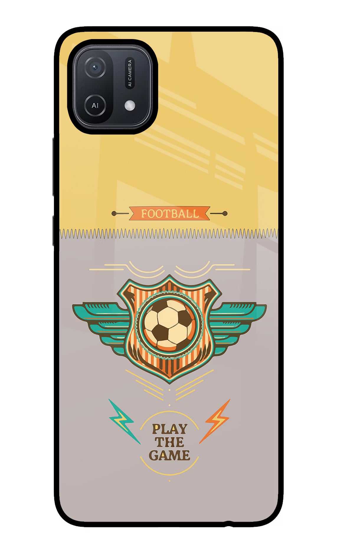 Football Oppo A16 Back Cover - Football Oppo A16 Glass Case Back Cover by Casekaro Football Oppo A16 Glass Case Back Cover by Casekaro
