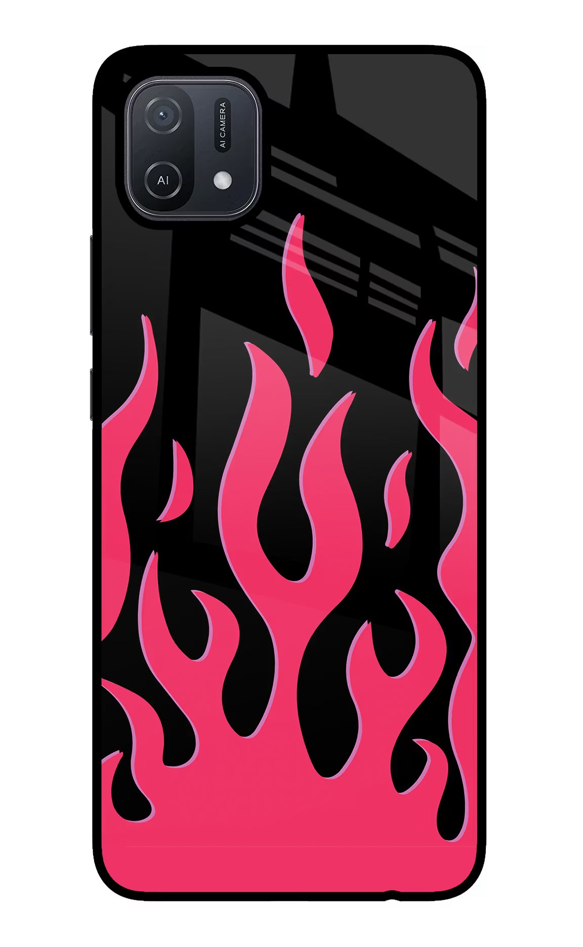Fire Flames Oppo A16 Back Cover - Fire Flames Oppo A16 Glass Case Back Cover by Casekaro Fire Flames Oppo A16 Glass Case Back Cover by Casekaro