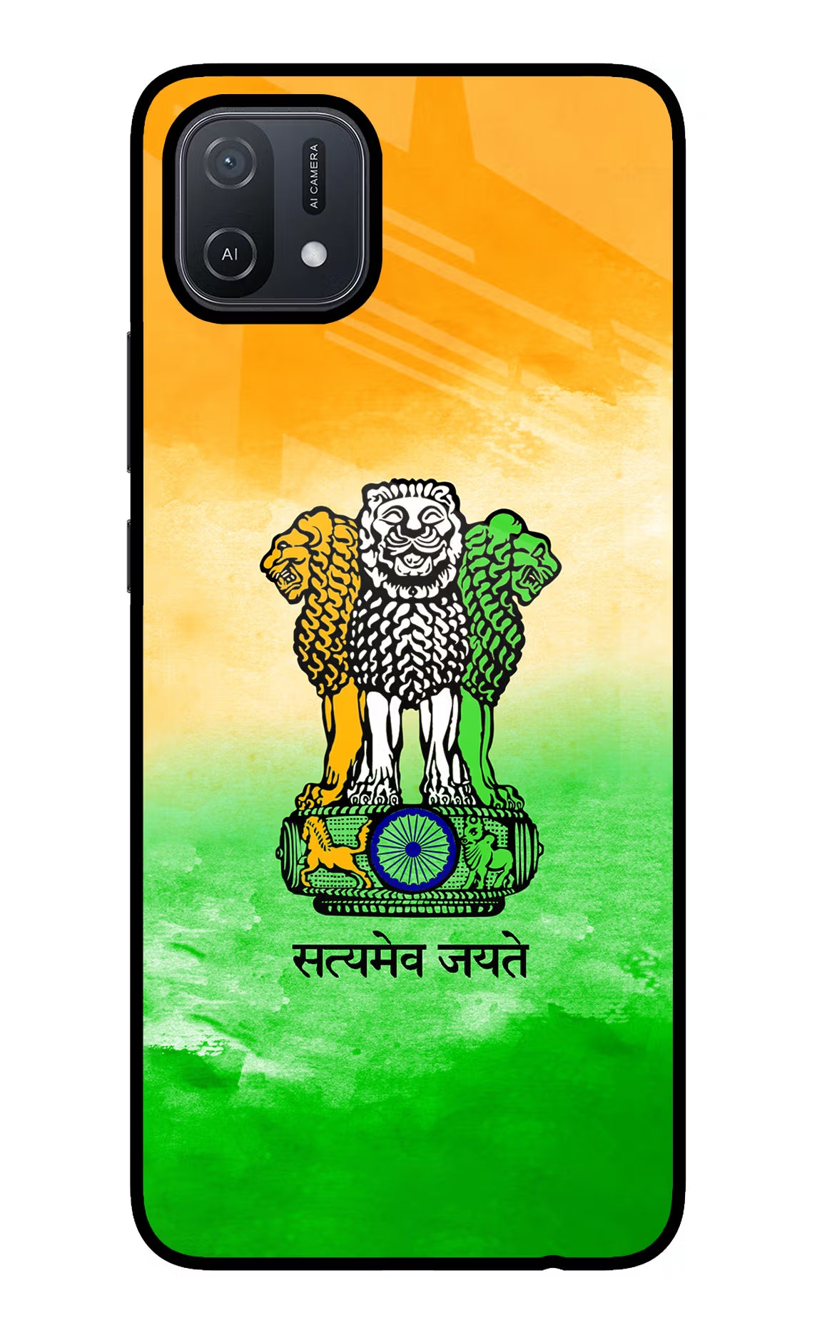 Satyamev Jayate Flag Oppo A16 Back Cover - Satyamev Jayate Flag Oppo A16 Glass Case Back Cover by Casekaro Satyamev Jayate Flag Oppo A16 Glass Case Back Cover by Casekaro
