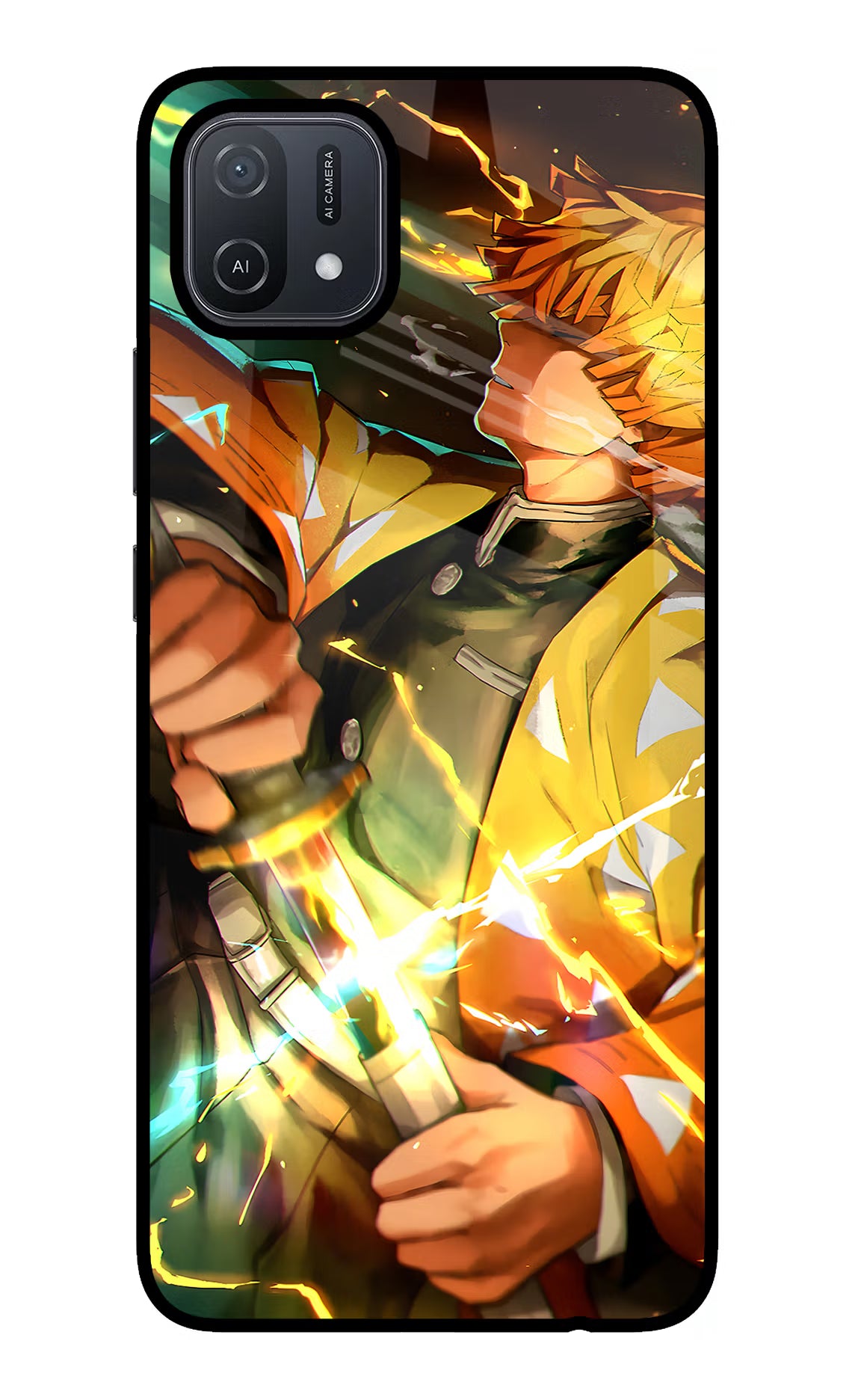 Demon Slayer Oppo A16 Back Cover - Demon Slayer Oppo A16 Glass Case Back Cover by Casekaro Demon Slayer Oppo A16 Glass Case Back Cover by Casekaro