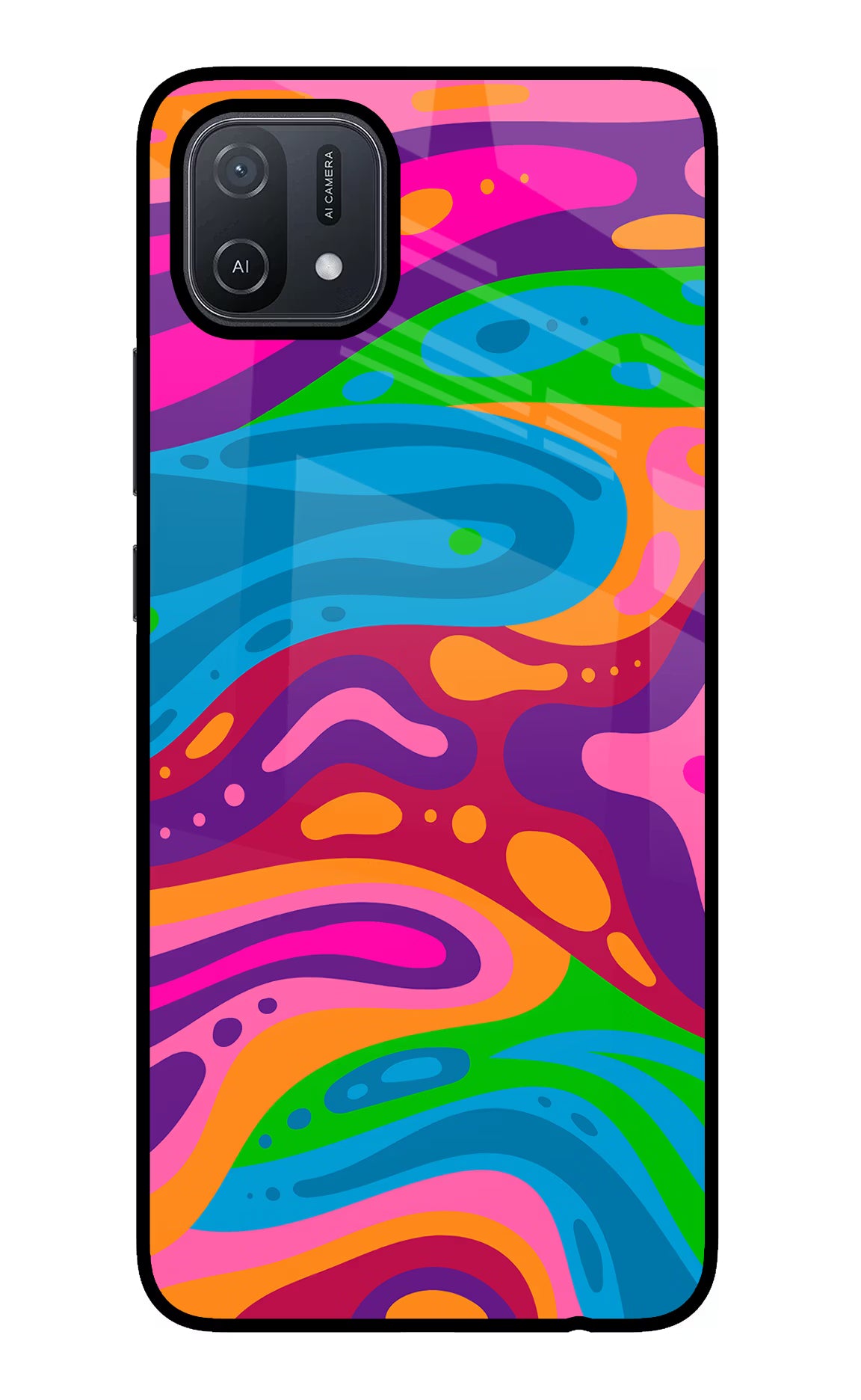 Trippy Pattern Oppo A16 Back Cover - Trippy Pattern Oppo A16 Glass Case Back Cover by Casekaro Trippy Pattern Oppo A16 Glass Case Back Cover by Casekaro