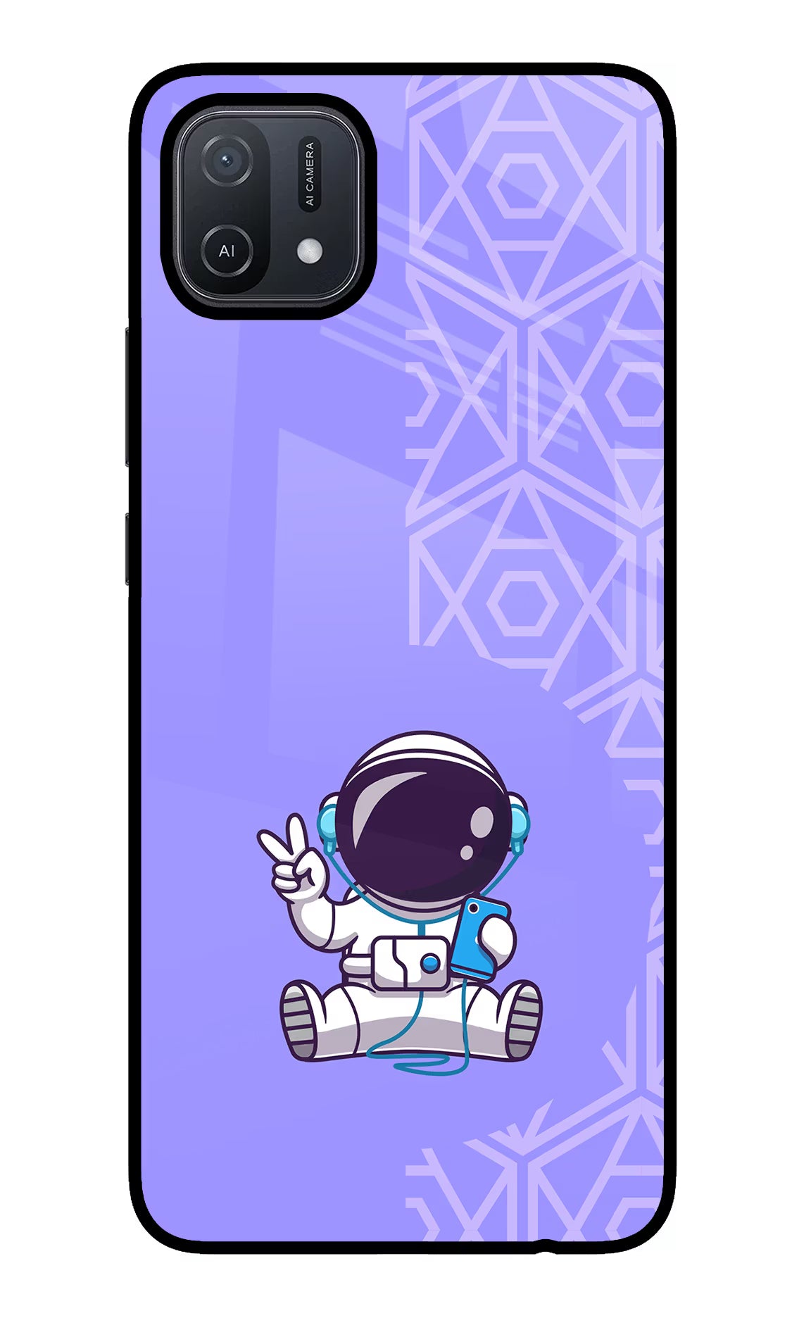 Cute Astronaut Chilling Oppo A16 Back Cover - Cute Astronaut Chilling Oppo A16 Glass Case Back Cover by Casekaro Cute Astronaut Chilling Oppo A16 Glass Case Back Cover by Casekaro