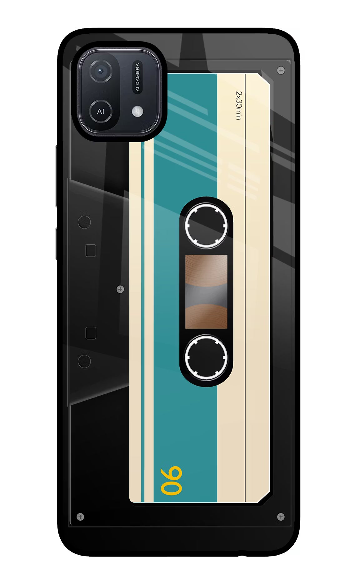 Cassette Oppo A16 Back Cover - Cassette Oppo A16 Glass Case Back Cover by Casekaro Cassette Oppo A16 Glass Case Back Cover by Casekaro