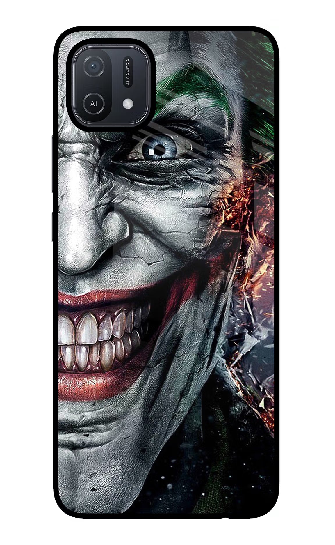 Joker Cam Oppo A16 Back Cover - Joker Cam Oppo A16 Glass Case Back Cover by Casekaro Joker Cam Oppo A16 Glass Case Back Cover by Casekaro
