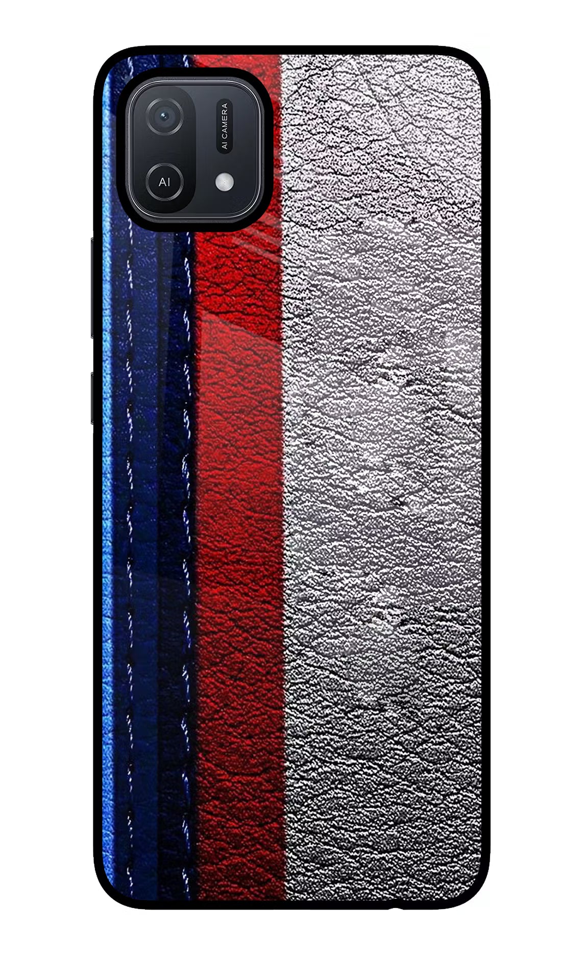 BMW Stripes Oppo A16 Back Cover - BMW Stripes Oppo A16 Glass Case Back Cover by Casekaro BMW Stripes Oppo A16 Glass Case Back Cover by Casekaro
