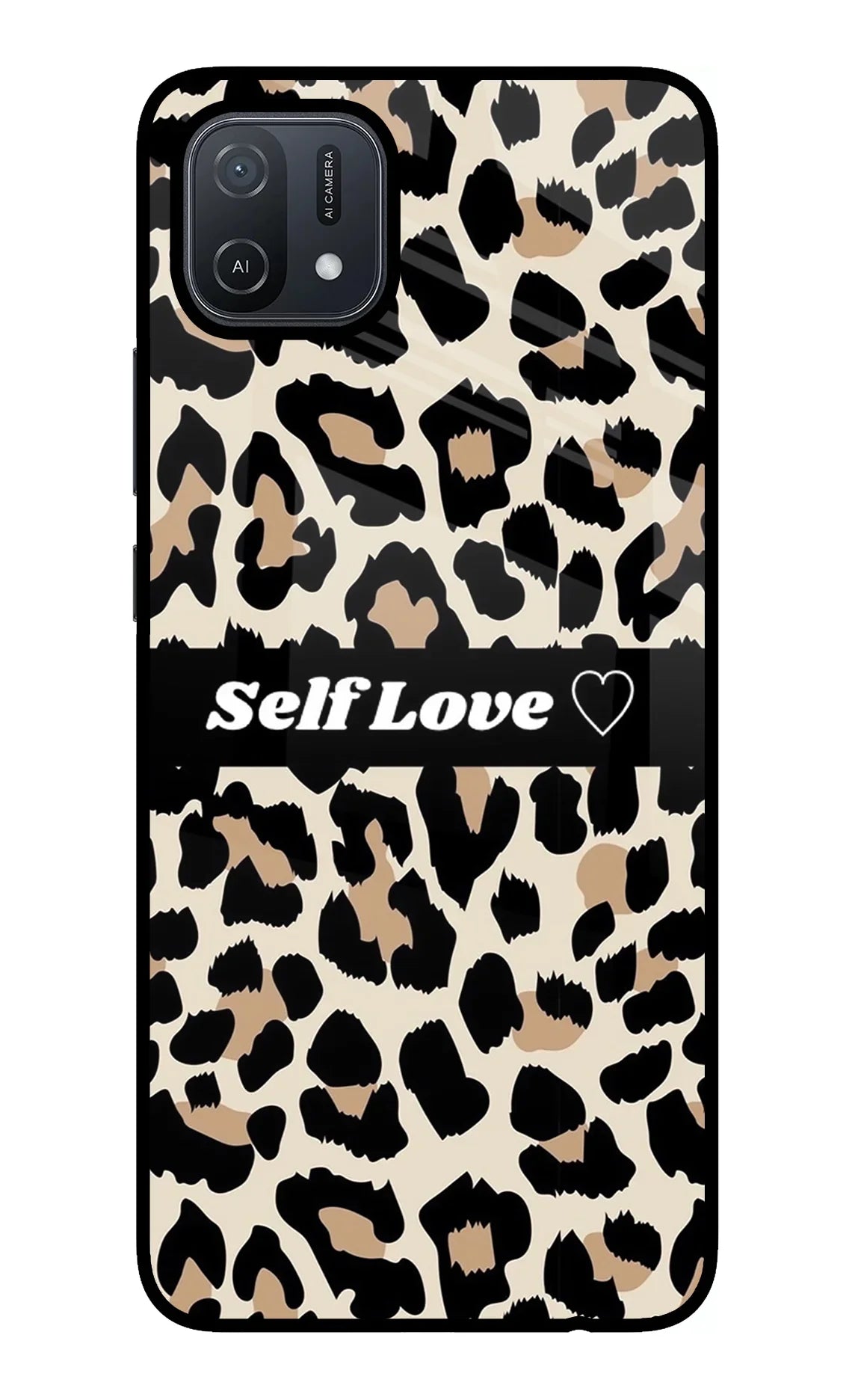 Leopard Print Self Love Oppo A16 Glass Case - Leopard Print Self Love Oppo A16 Glass Case Leopard Print Self Love Oppo A16 Glass Case