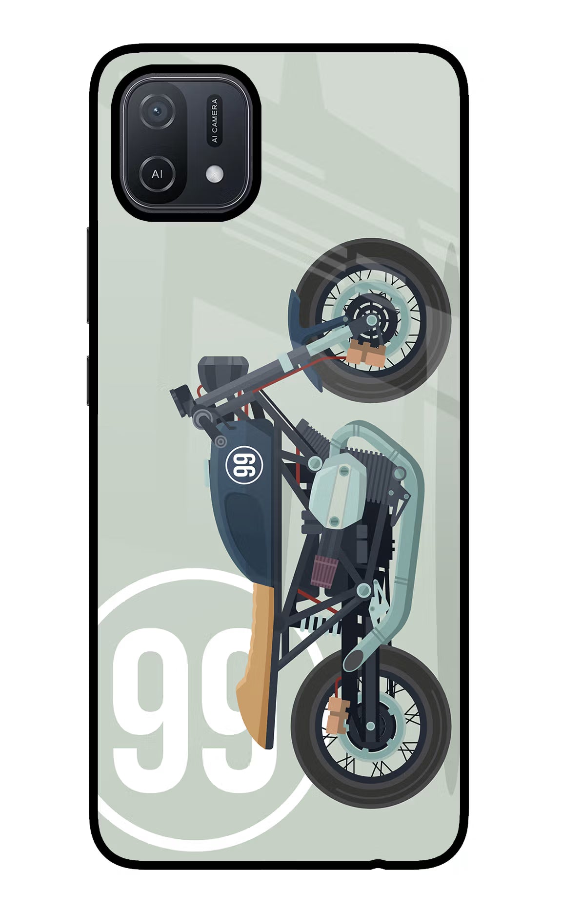 Classic Cafe Racer 99 Oppo A16 Back Cover - Classic Cafe Racer 99 Oppo A16 Glass Case Back Cover by Casekaro Classic Cafe Racer 99 Oppo A16 Glass Case Back Cover by Casekaro