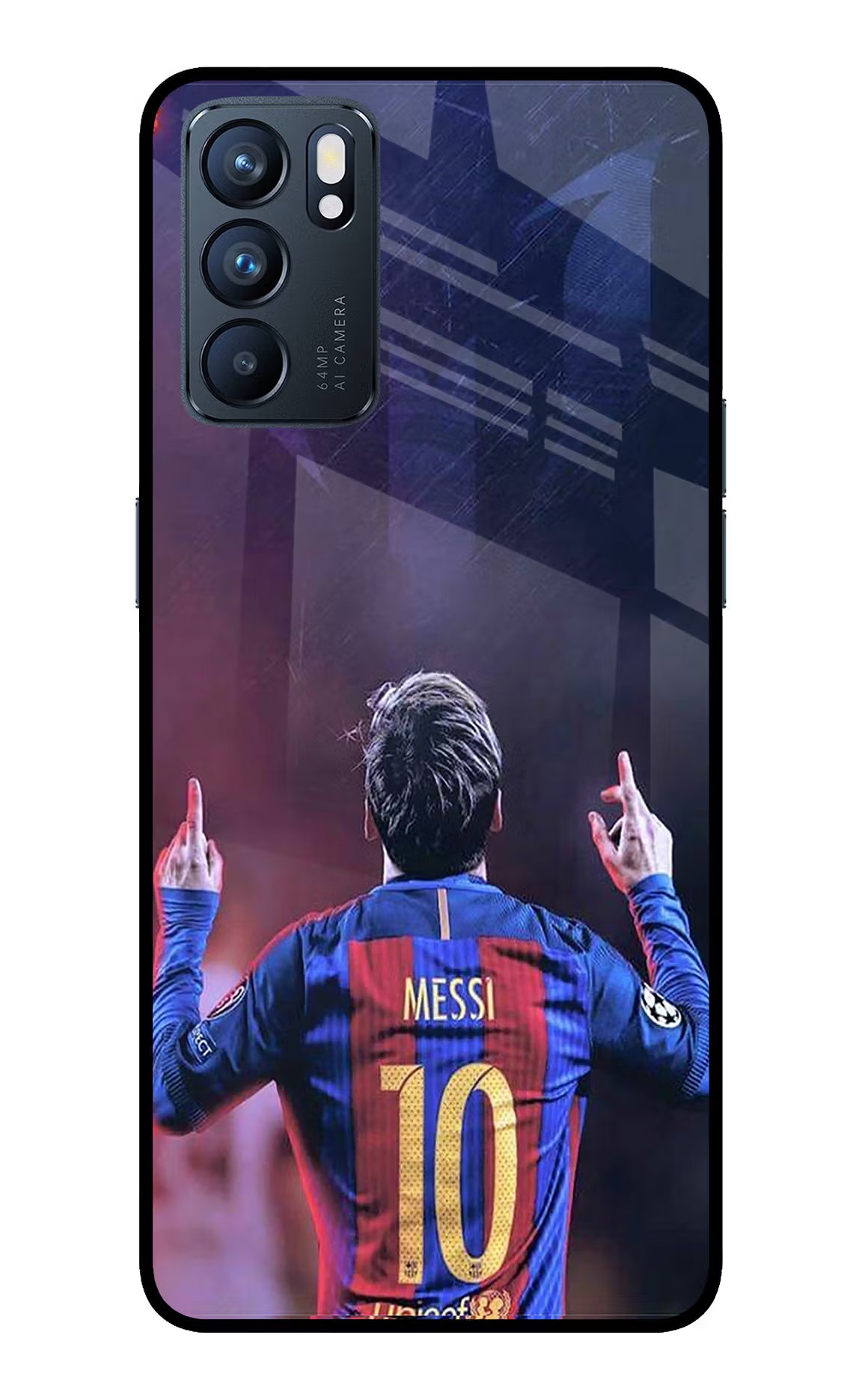 Messi Oppo Reno6 5G Back Cover - Messi Oppo Reno6 5G Glass Case Back Cover by Casekaro Messi Oppo Reno6 5G Glass Case Back Cover by Casekaro