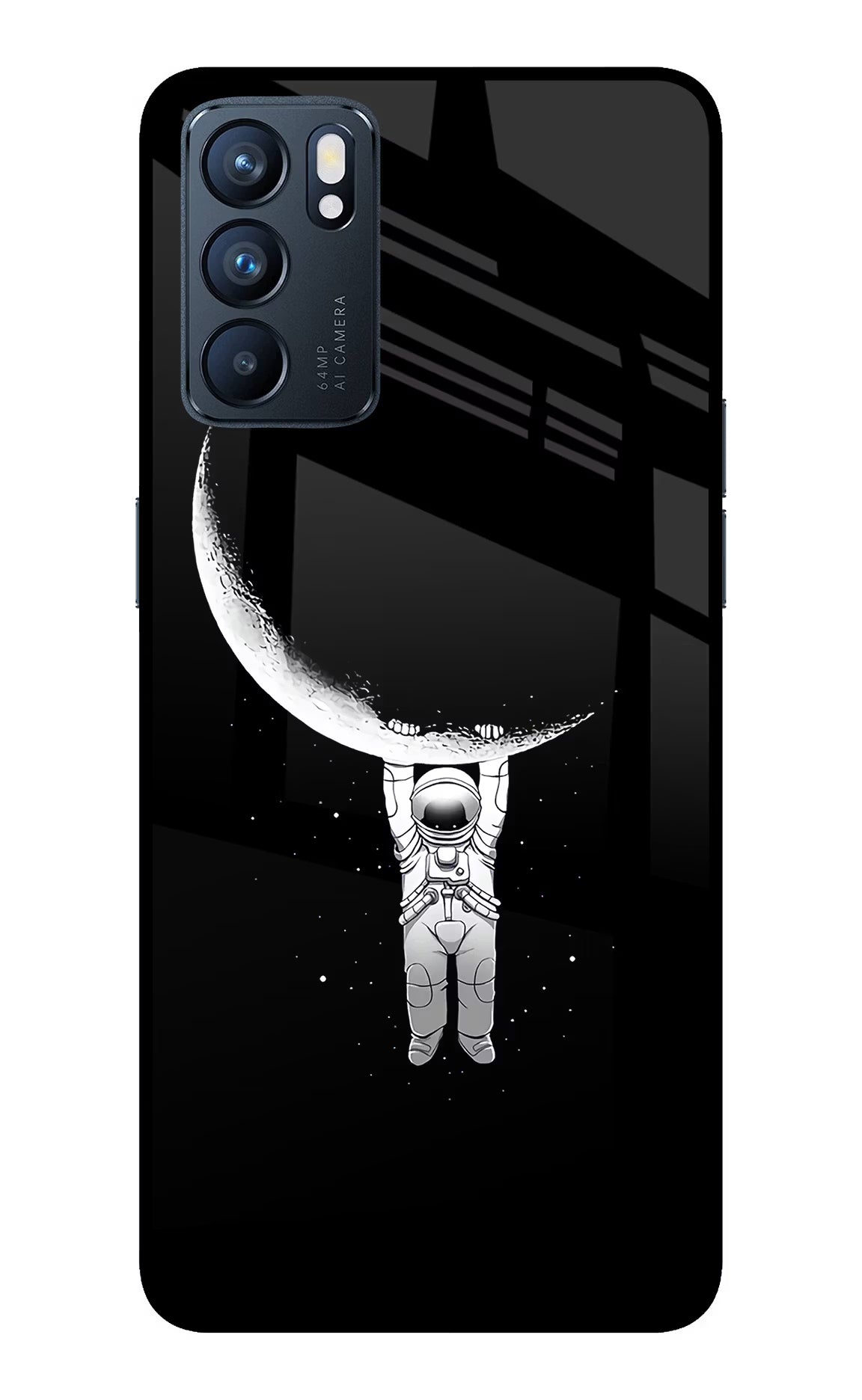 Moon Space Oppo Reno6 5G Back Cover - Moon Space Oppo Reno6 5G Glass Case Back Cover by Casekaro Moon Space Oppo Reno6 5G Glass Case Back Cover by Casekaro