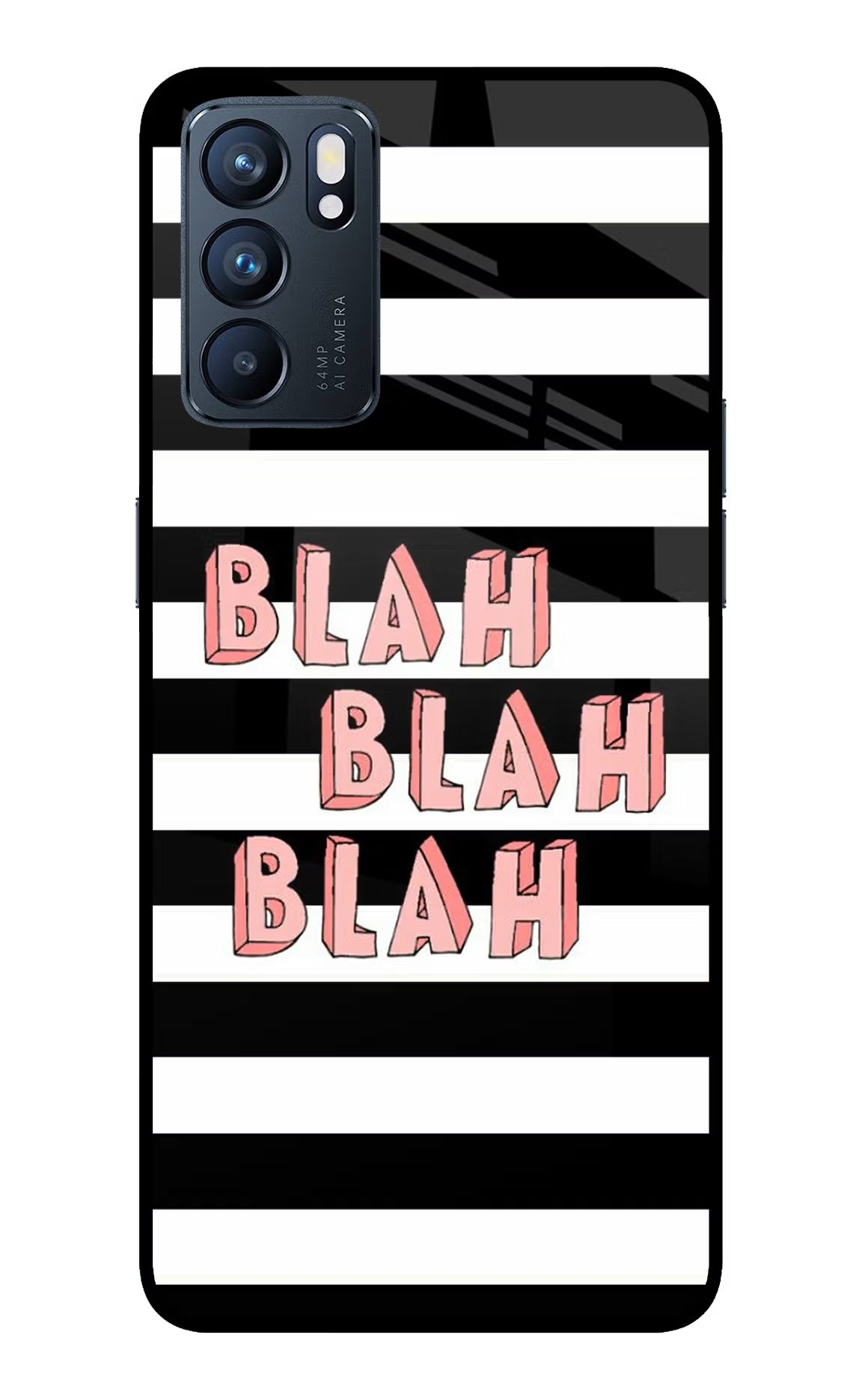 Blah Blah Blah Oppo Reno6 5G Back Cover - Blah Blah Blah Oppo Reno6 5G Glass Case Back Cover by Casekaro Blah Blah Blah Oppo Reno6 5G Glass Case Back Cover by Casekaro