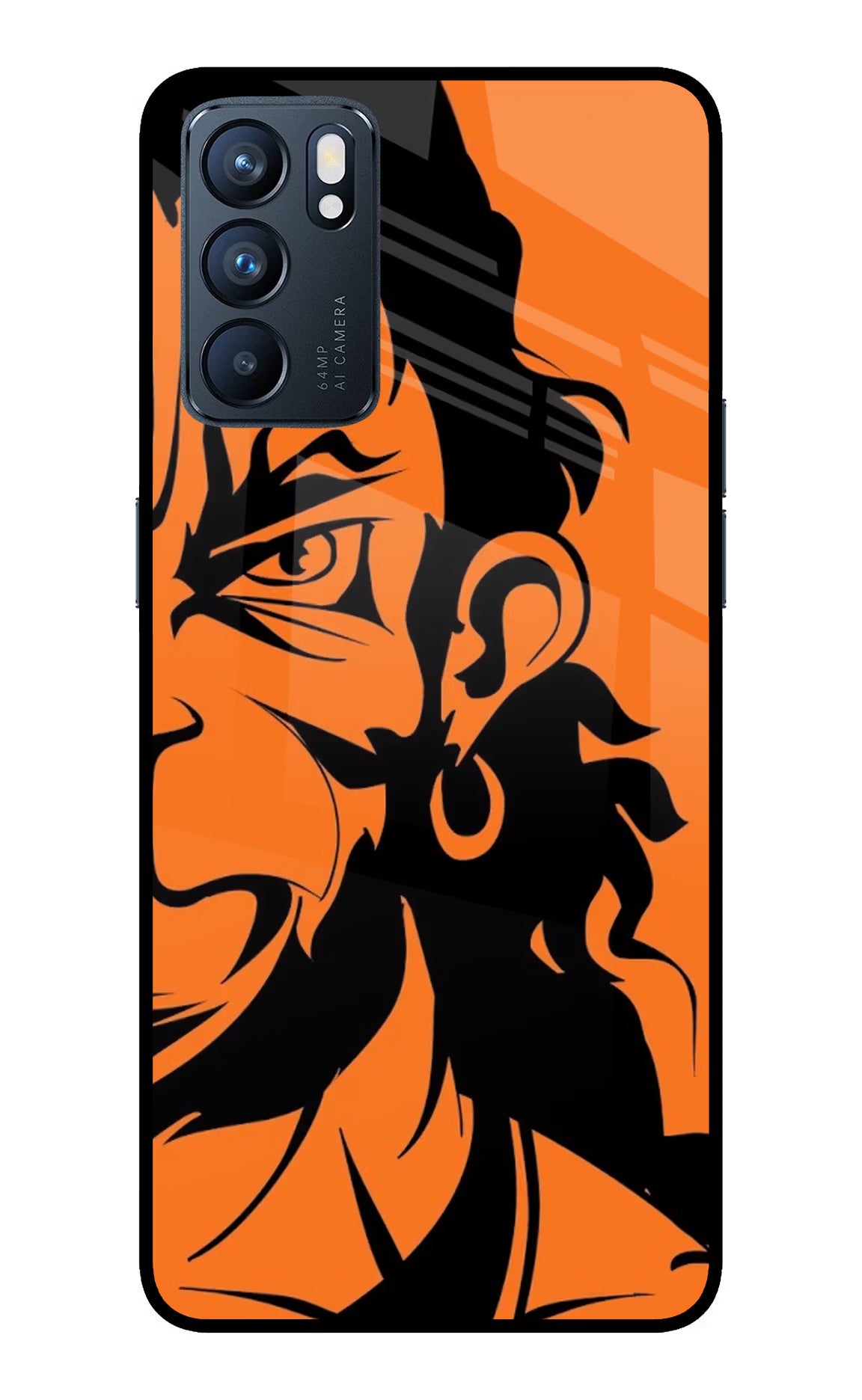 Hanuman Oppo Reno6 5G Back Cover - Hanuman Oppo Reno6 5G Glass Case Back Cover by Casekaro Hanuman Oppo Reno6 5G Glass Case Back Cover by Casekaro