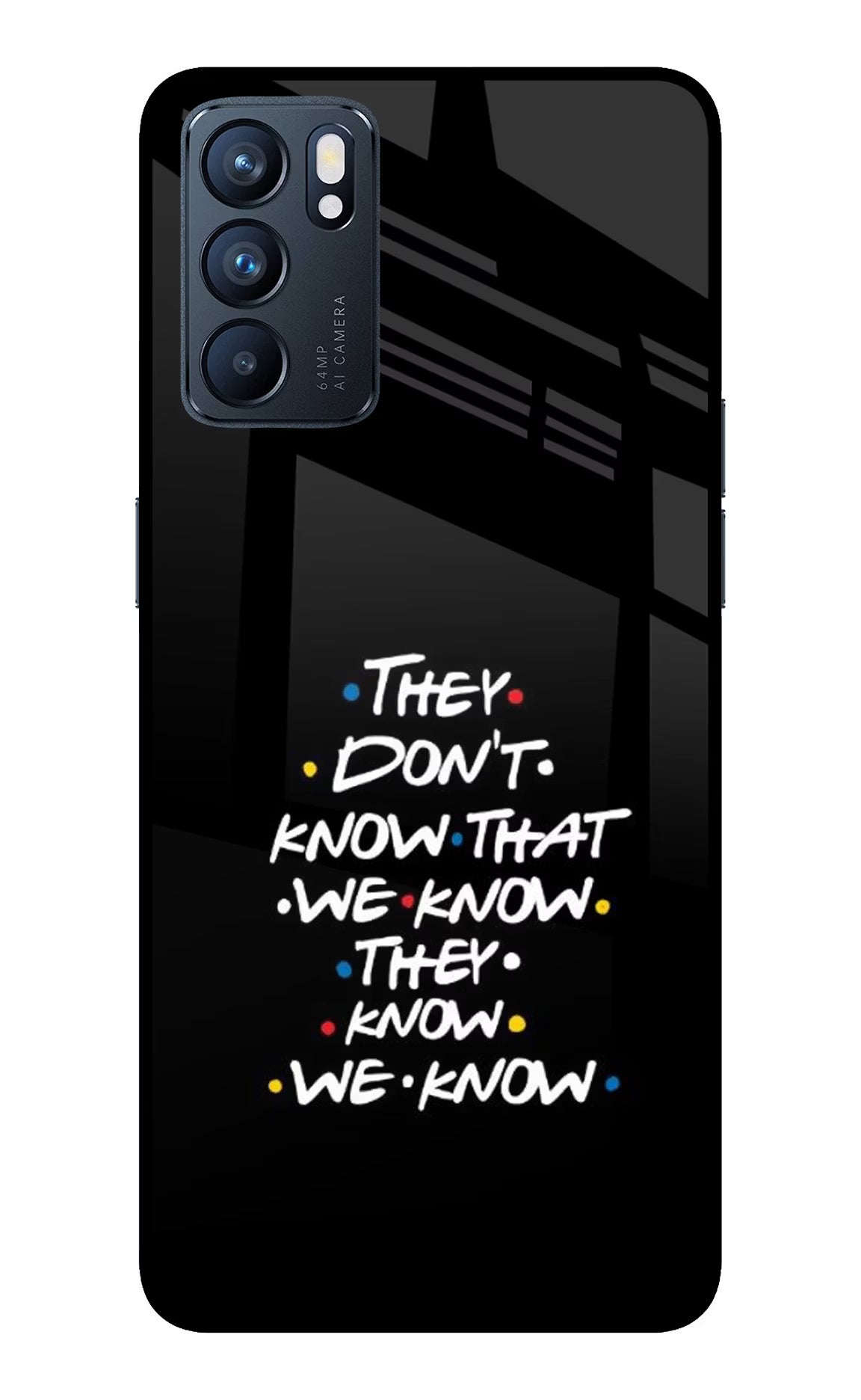 FRIENDS Dialogue Oppo Reno6 5G Back Cover - FRIENDS Dialogue Oppo Reno6 5G Glass Case Back Cover by Casekaro FRIENDS Dialogue Oppo Reno6 5G Glass Case Back Cover by Casekaro
